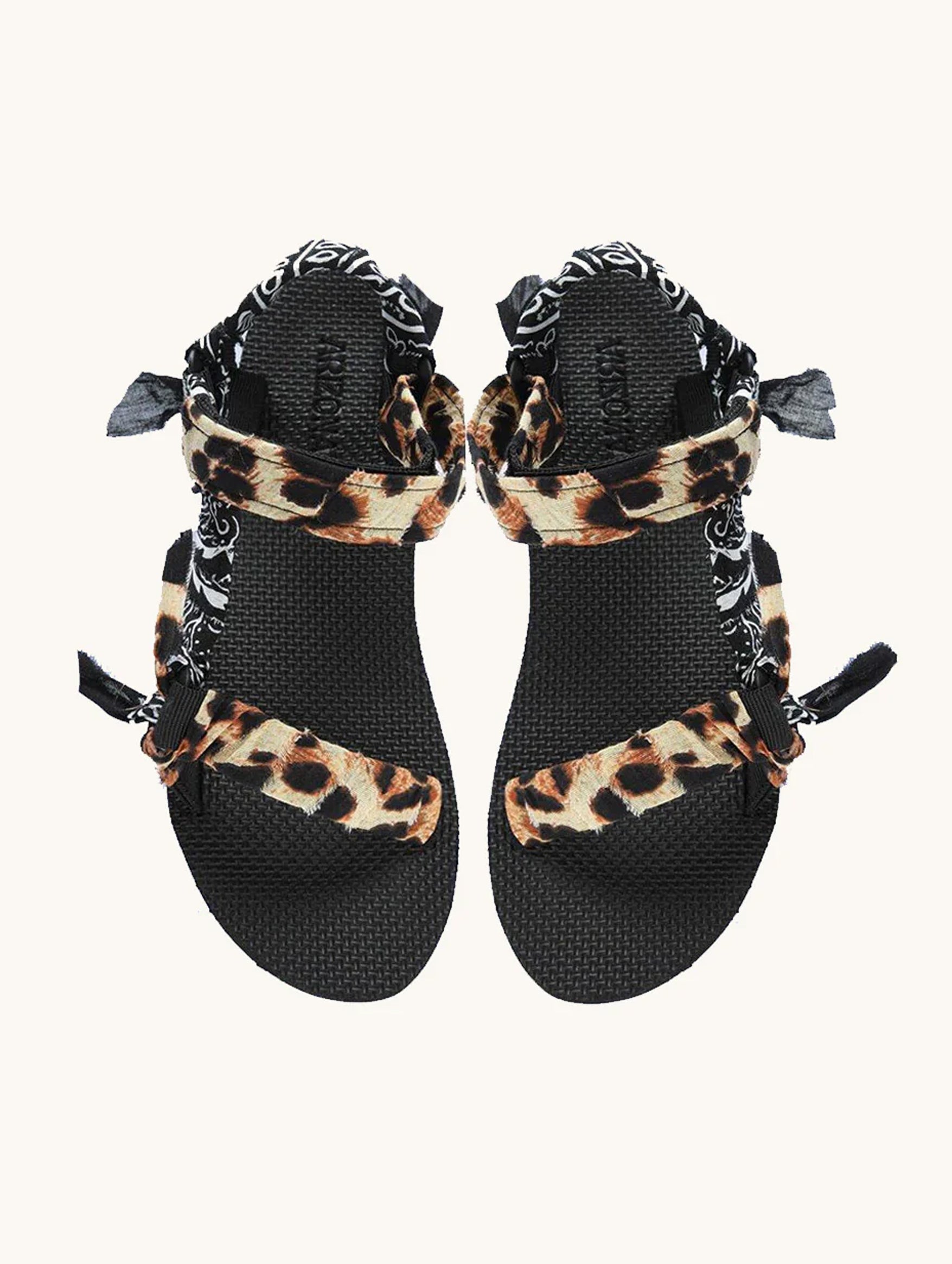 Trekky Sandal in Leopard Print & Black Bandana
