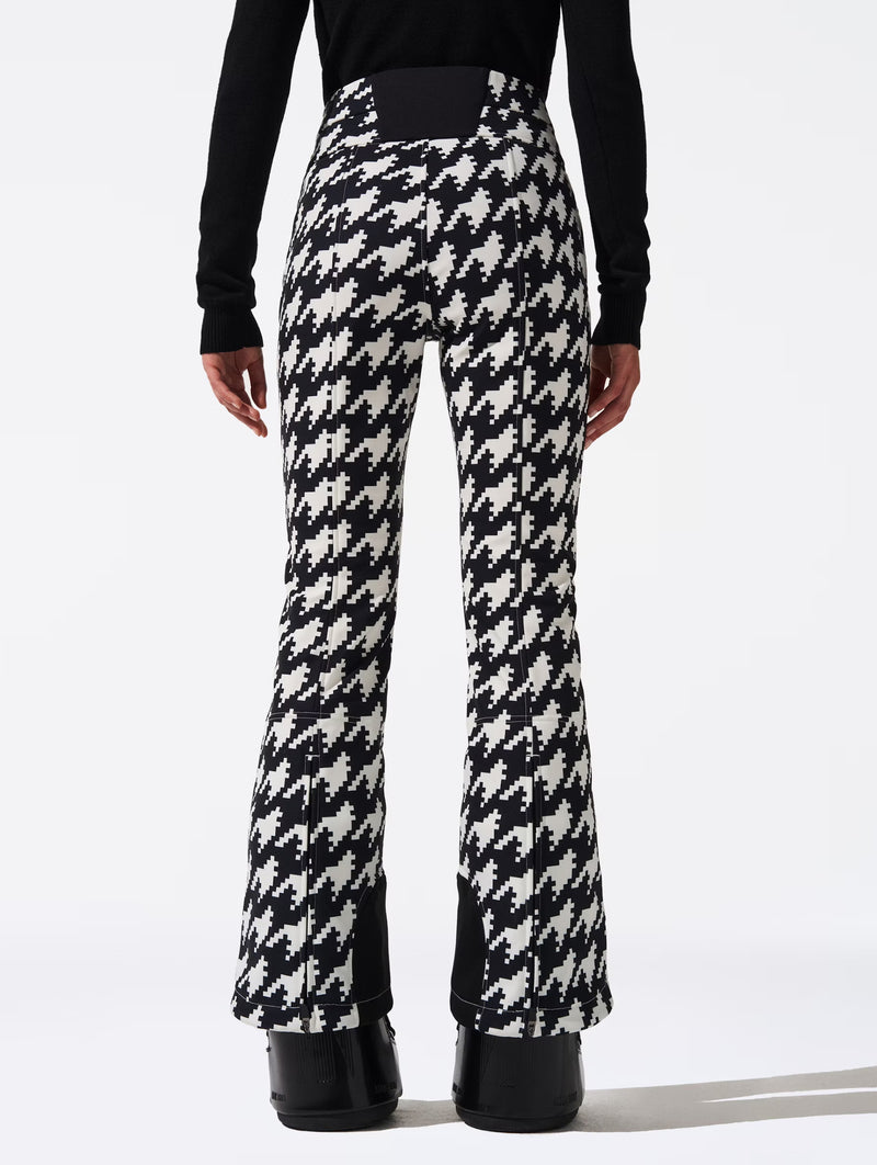 Aurora High-Waist Flare Ski Pants in Houndstooth