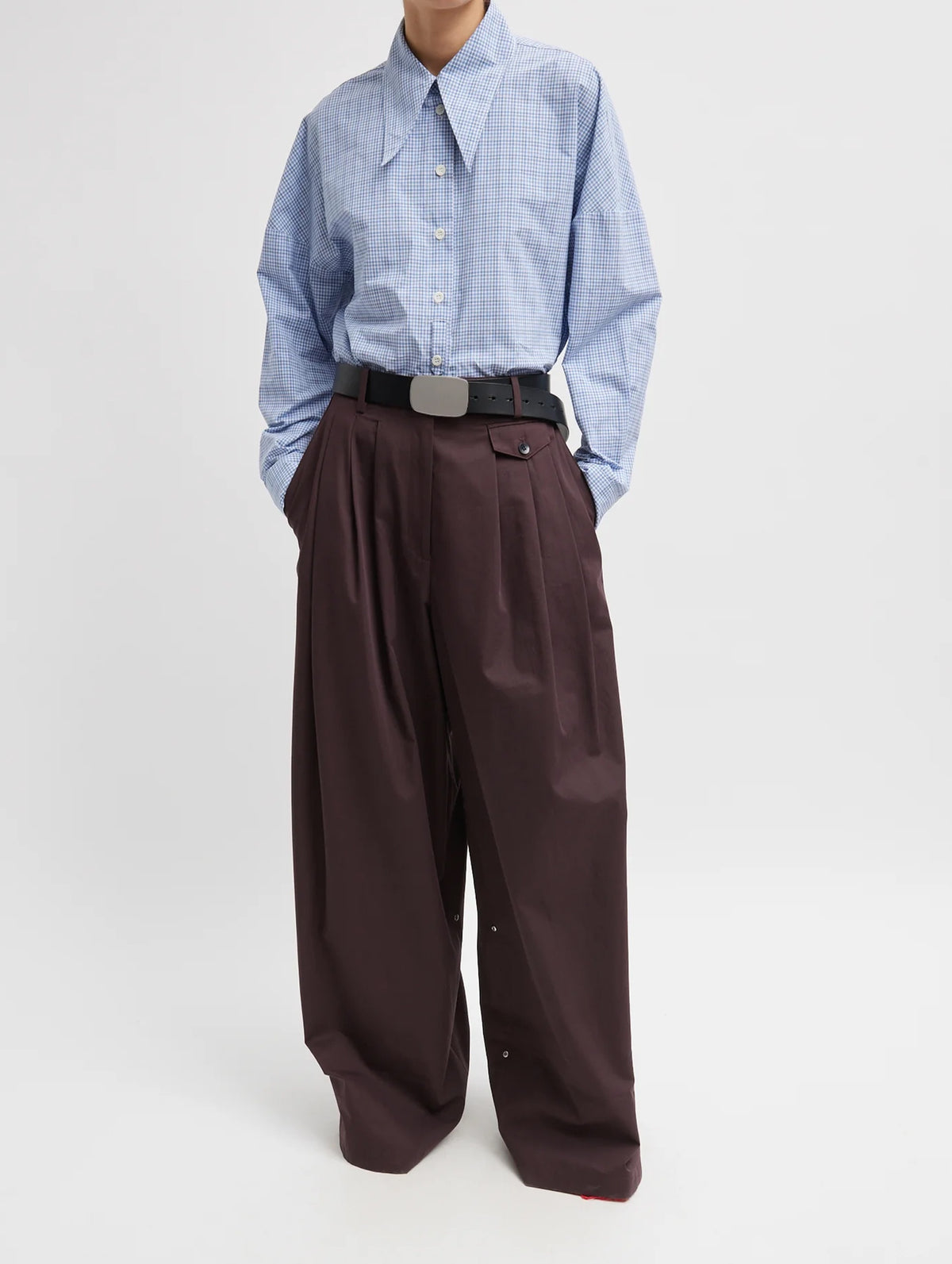 Bio Twill Triple Pleat Pant in Plum