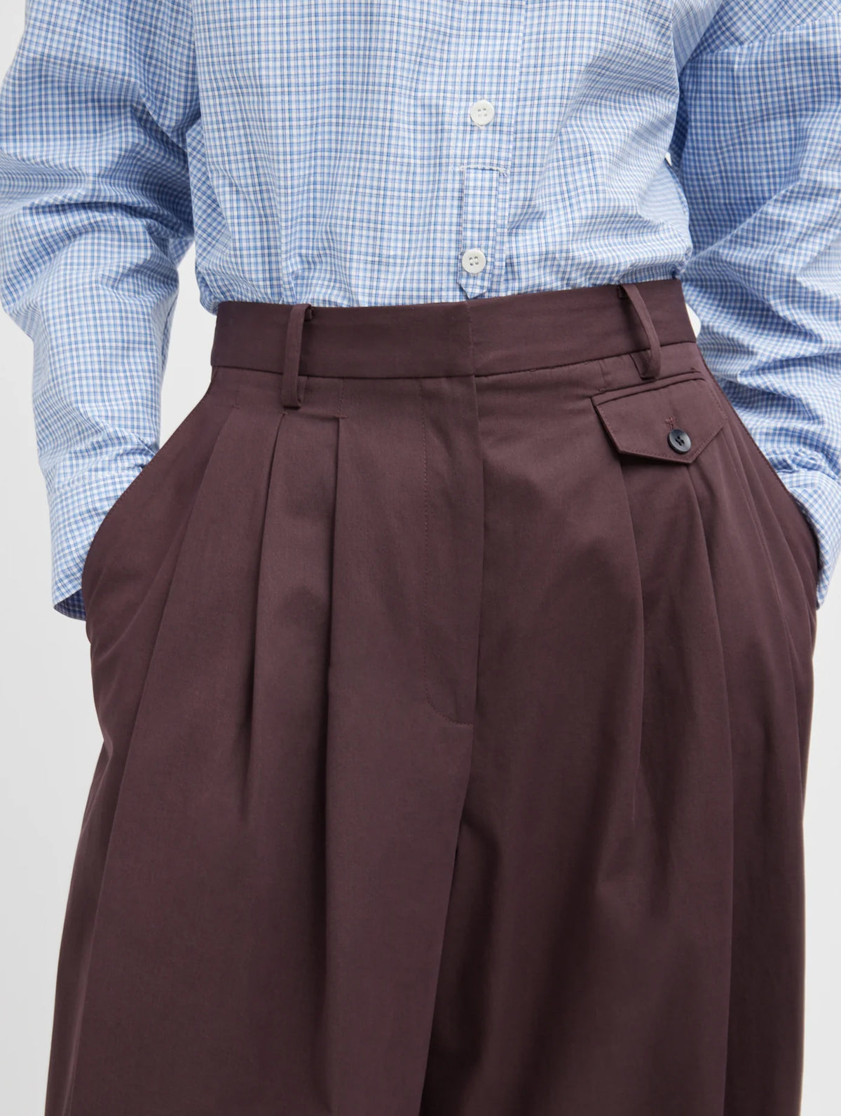 Bio Twill Triple Pleat Pant in Plum