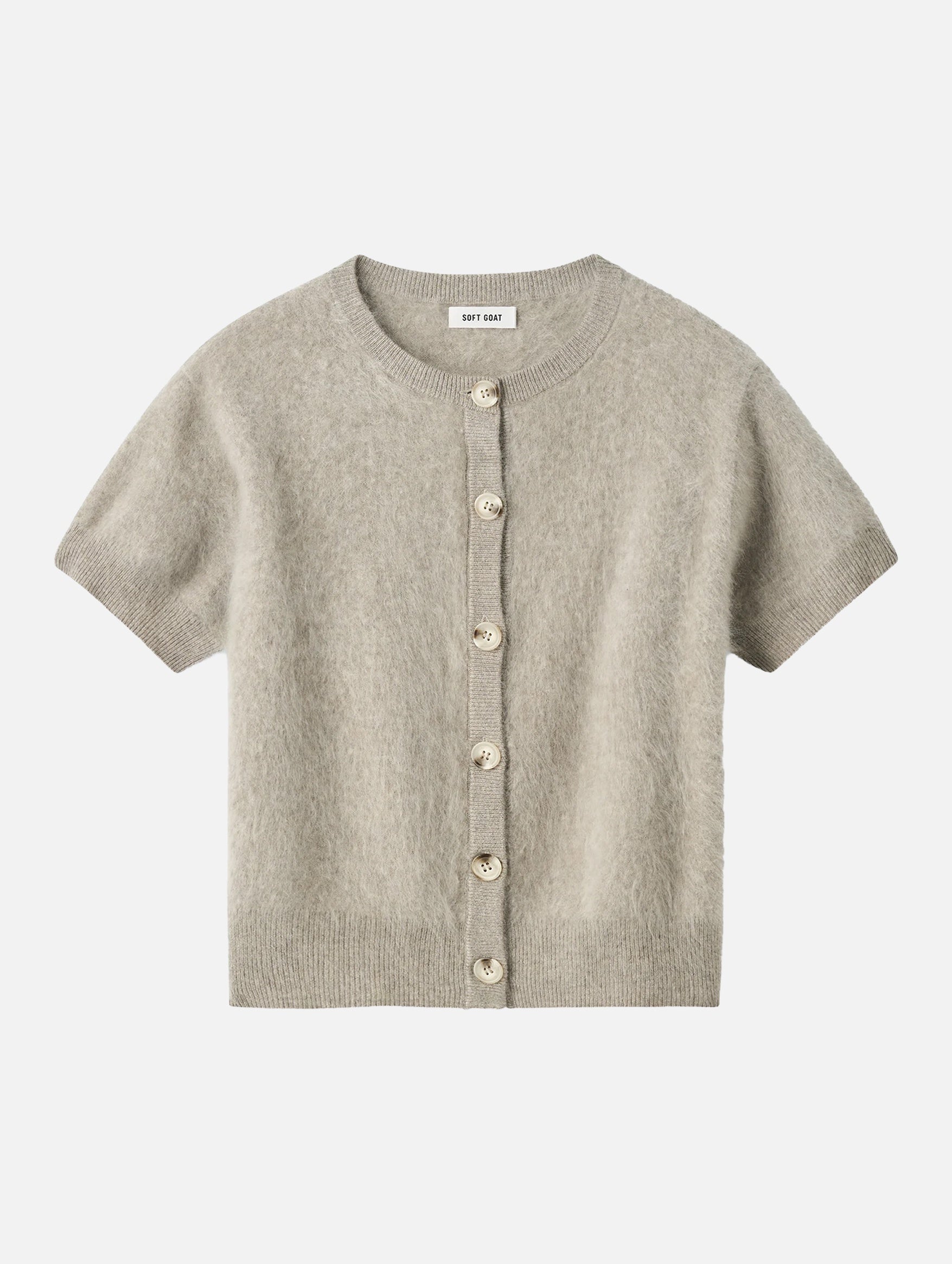 Brushed Cashmere Short Sleeve Cardigan in Greige – Muse Boutique