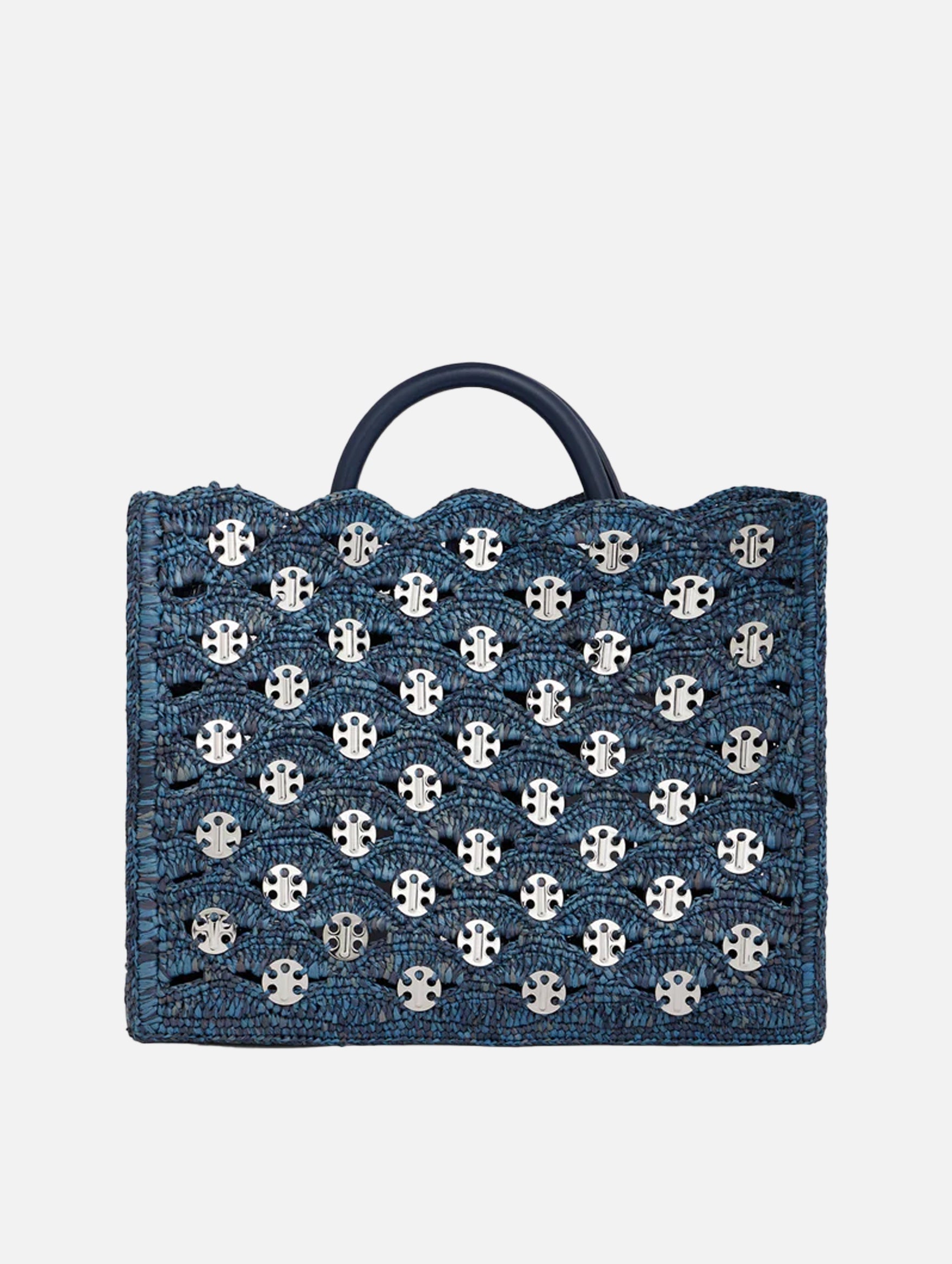 Raffia Tote Bag in Denim