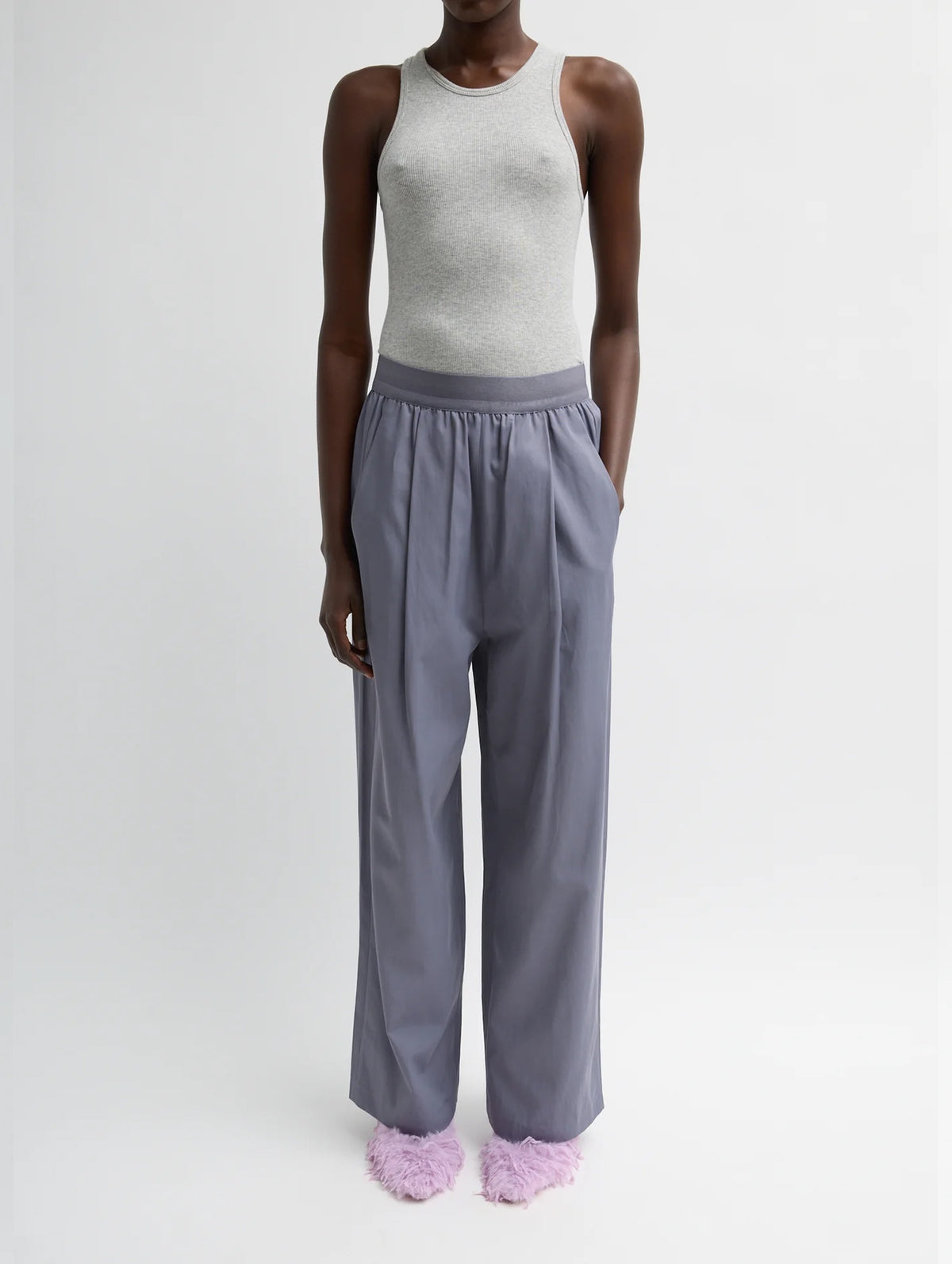 Drapey Suiting Marit Pull On Pant in Deep Violet