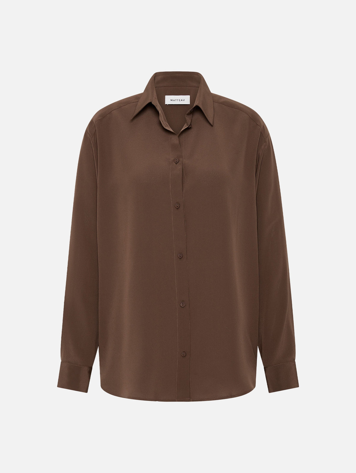 Long Sleeve Silk Shirt in Truffle