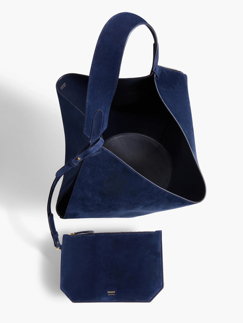 Medium Lotus Tote in Midnight Suede