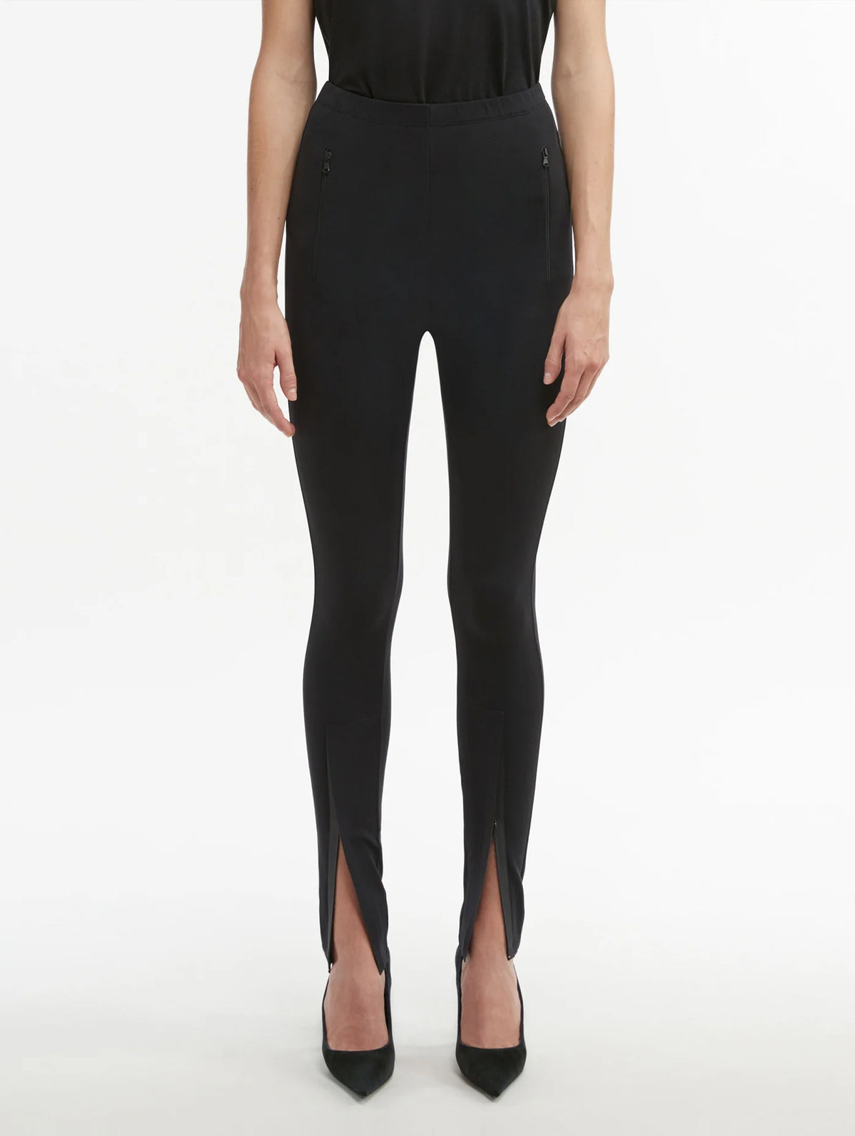 Opaque Front Zip Legging in Black