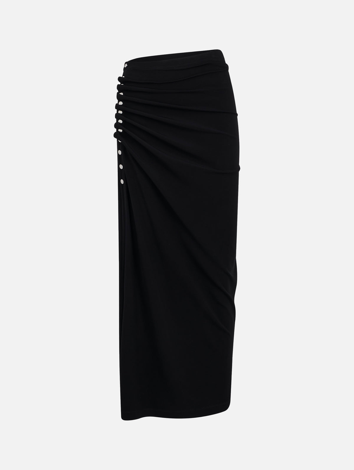 Ruched Midi Skirt in Black