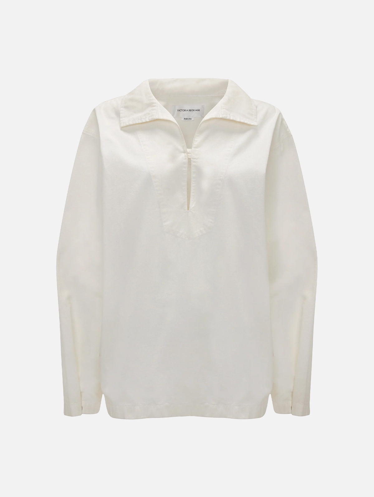 Tab Detail Denim Top in Washed White