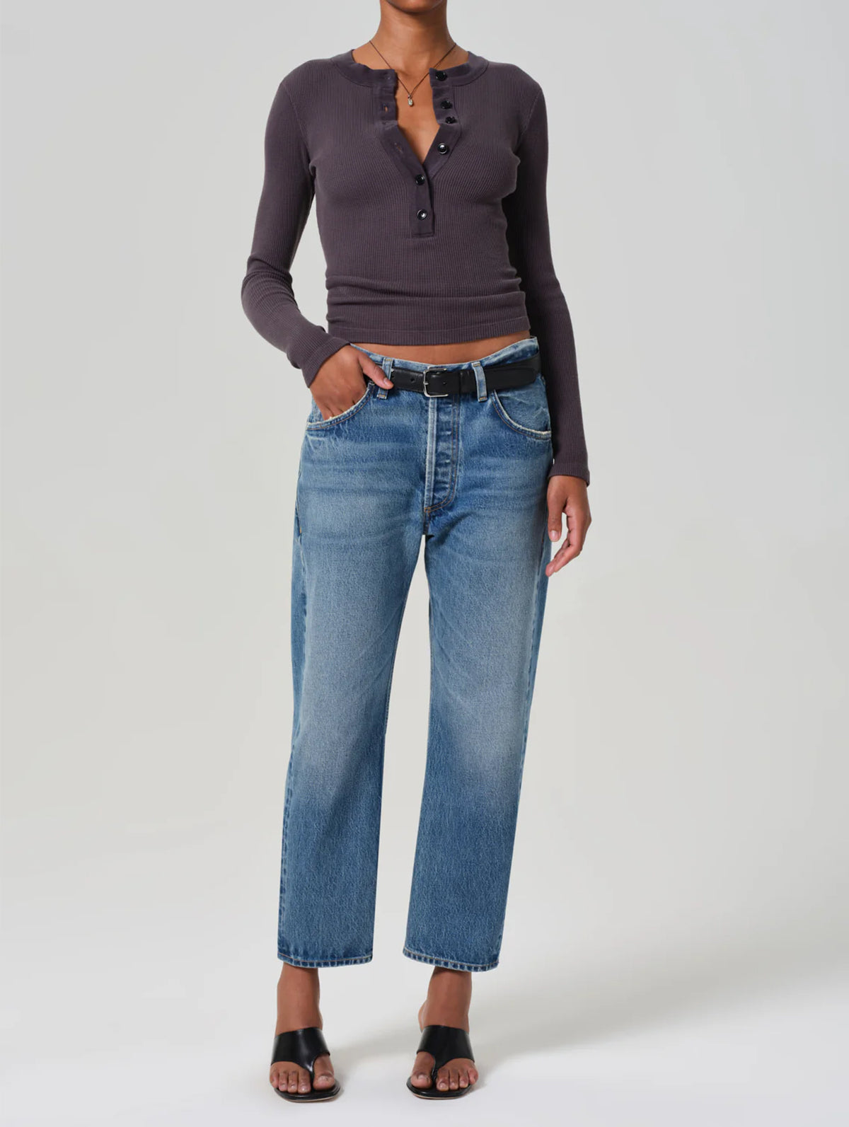 Winslow Cropped Boyfriend in Pacifica