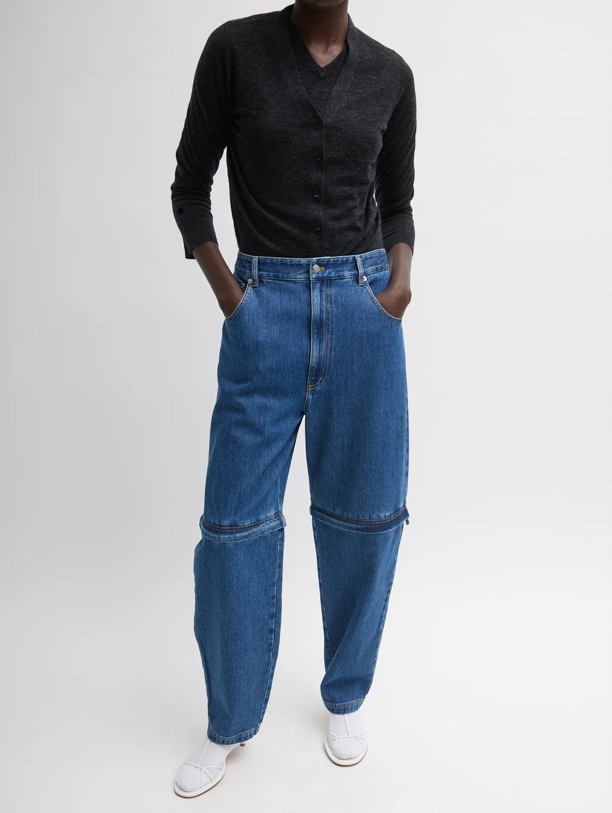 Lars Denim Short Convertible Zip Jean in Classic Blue