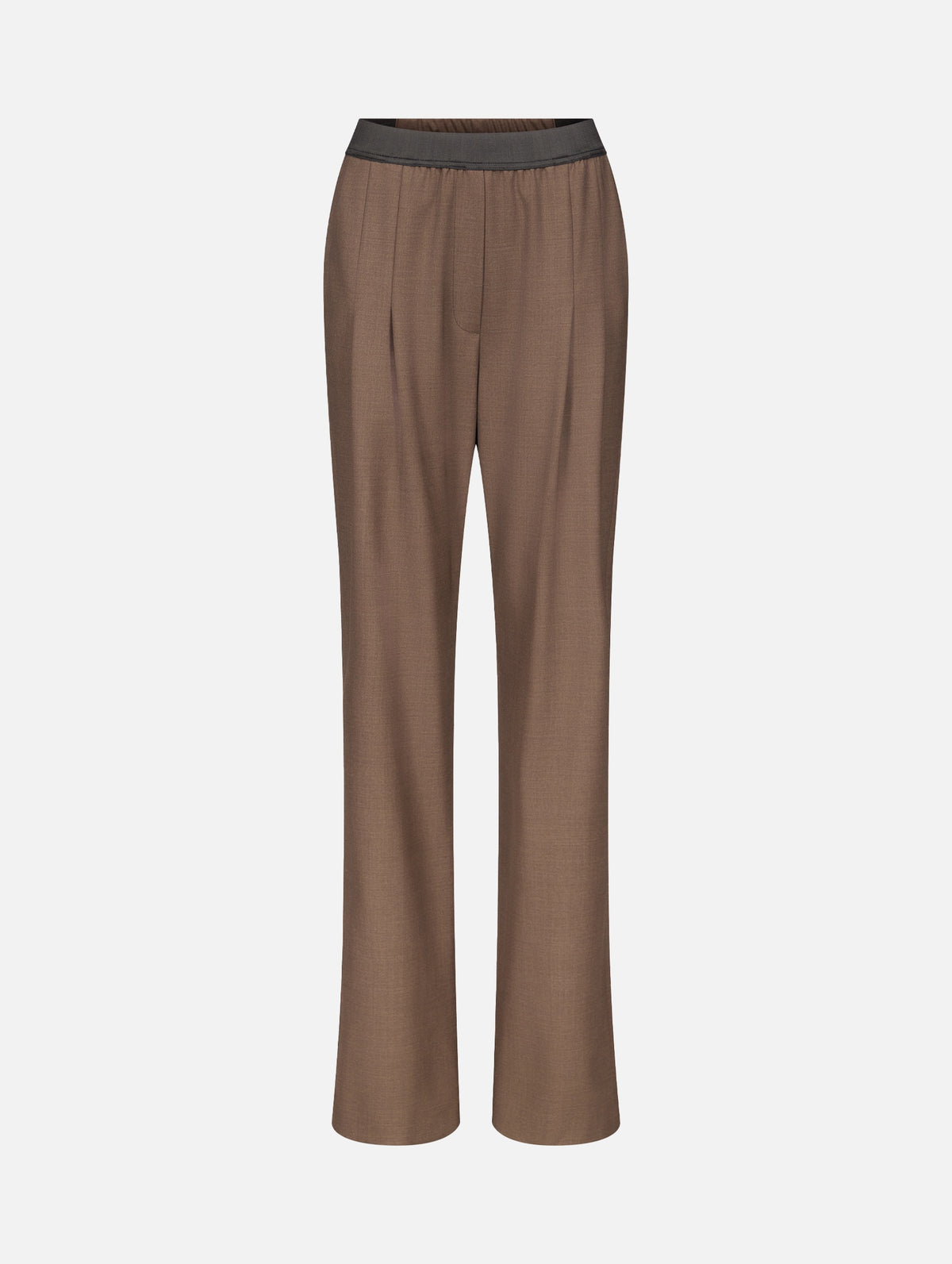 Niro Wool Elastic Waistband Pants in Brown
