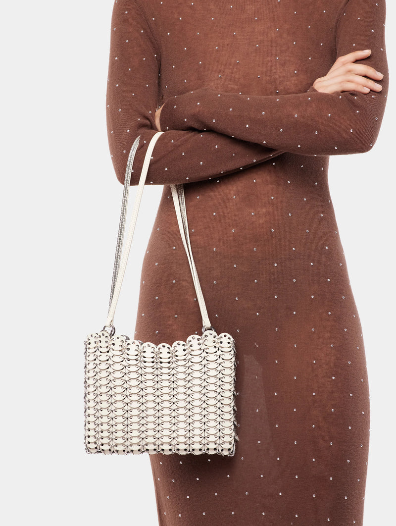 1969 Reversible Leather Flip Bag in Silver and Ivory