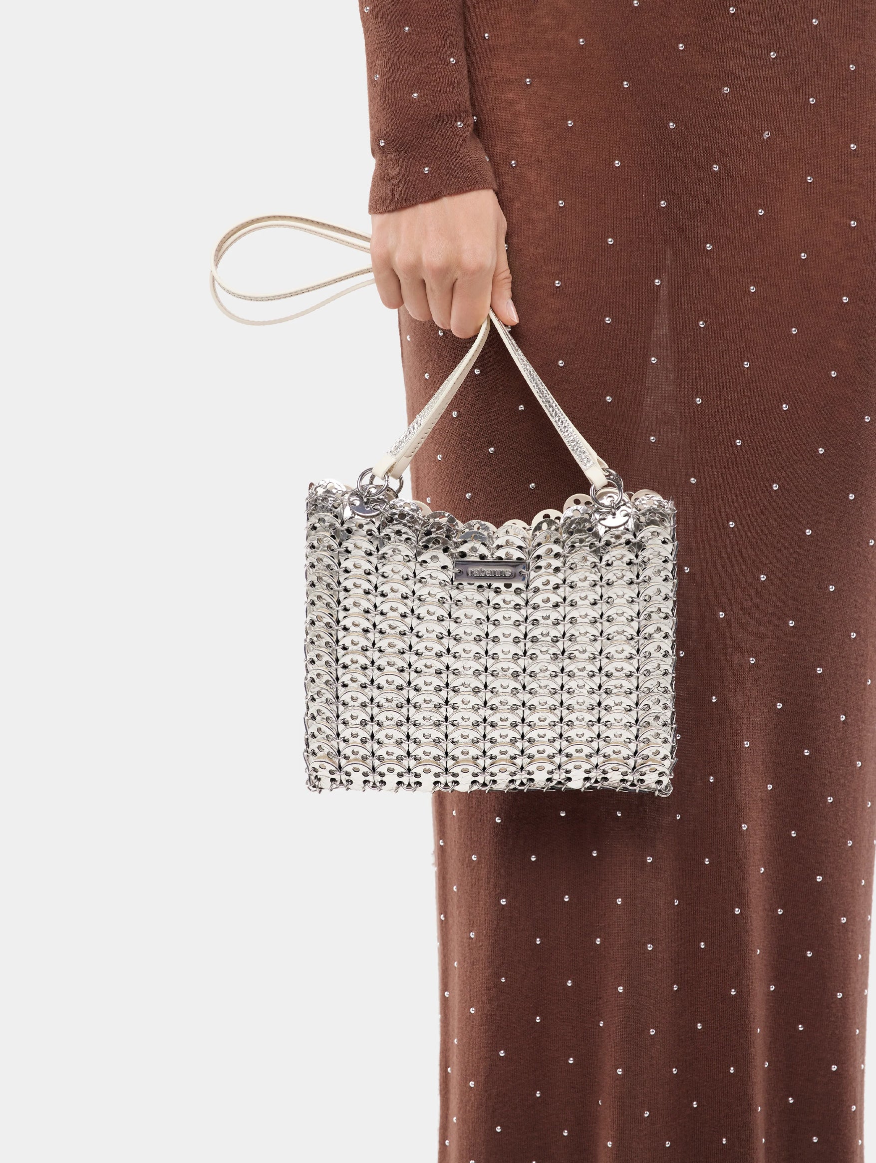 1969 Reversible Leather Flip Bag in Silver and Ivory