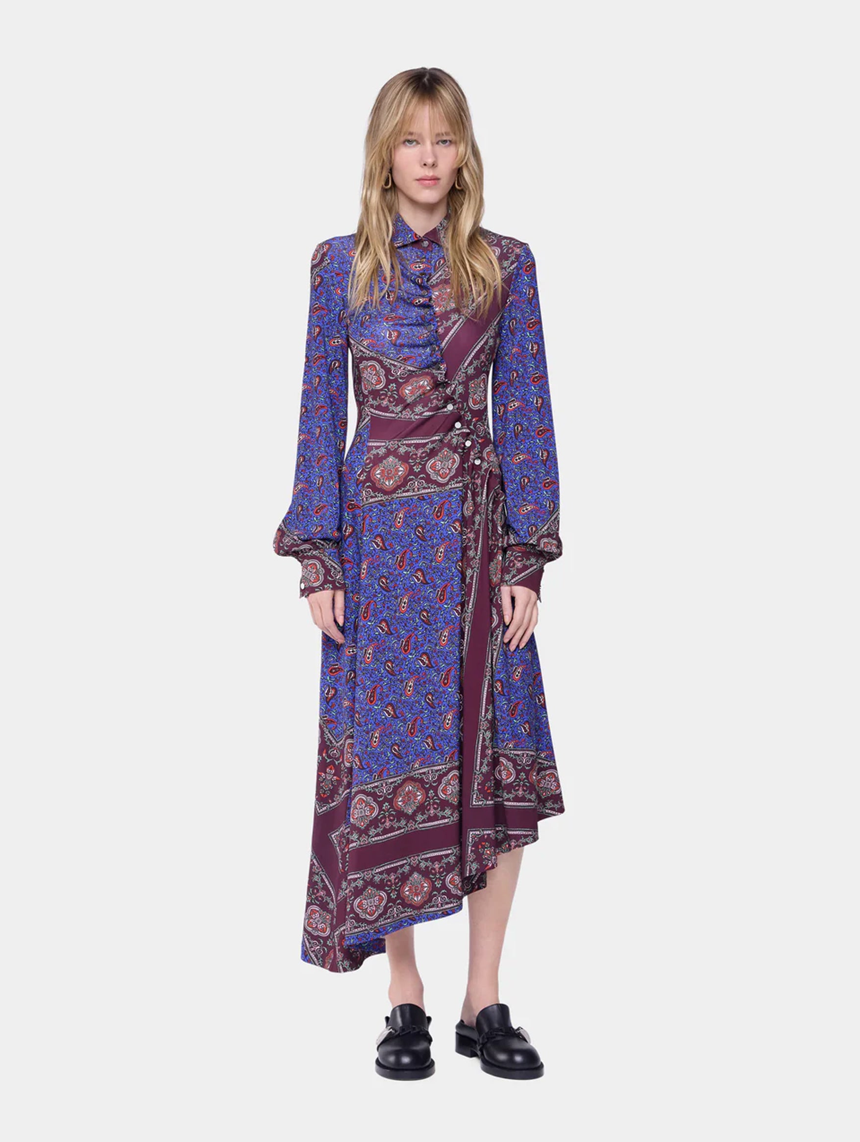 Robe Long Dress in Bandana Paisley Scarf