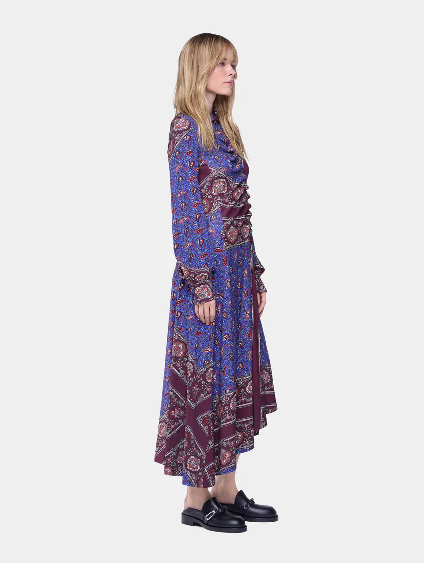 Robe Long Dress in Bandana Paisley Scarf