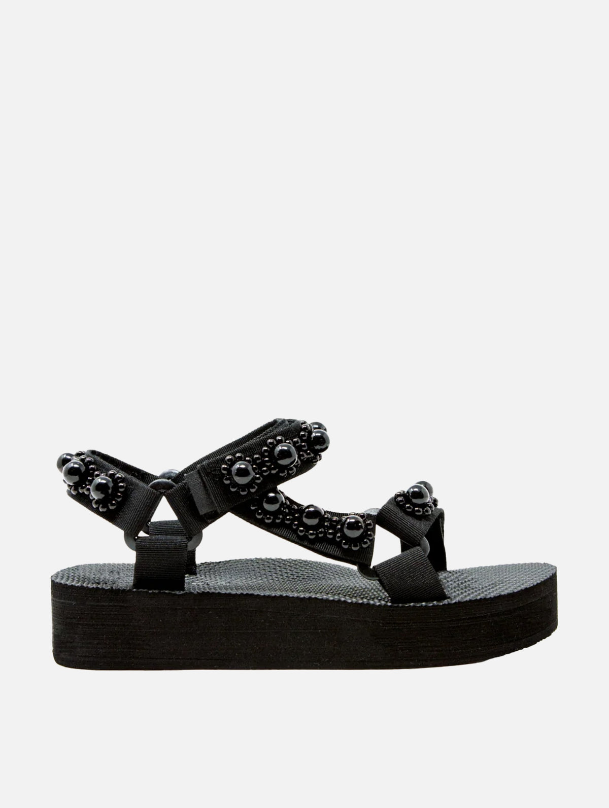 Trekky Platform Sandal in Black Pearl