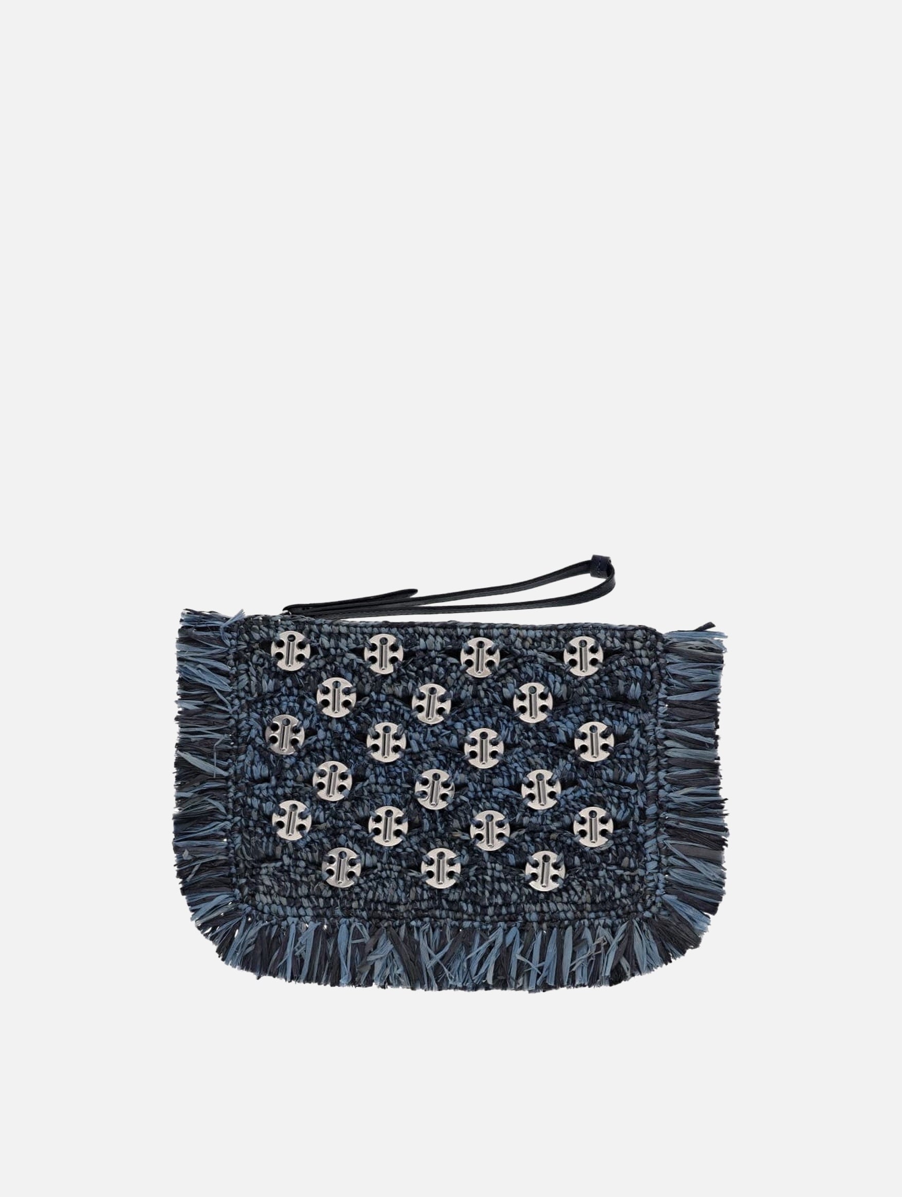 Raffia Pouch in Denim