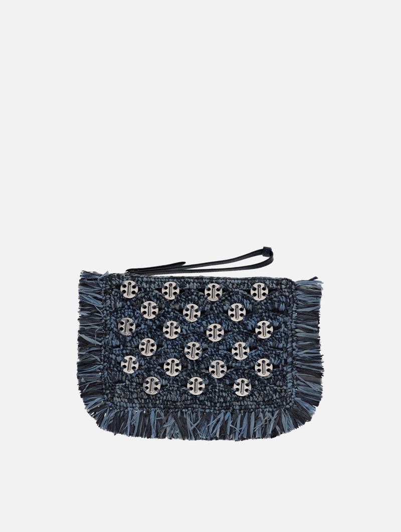 Raffia Pouch in Denim