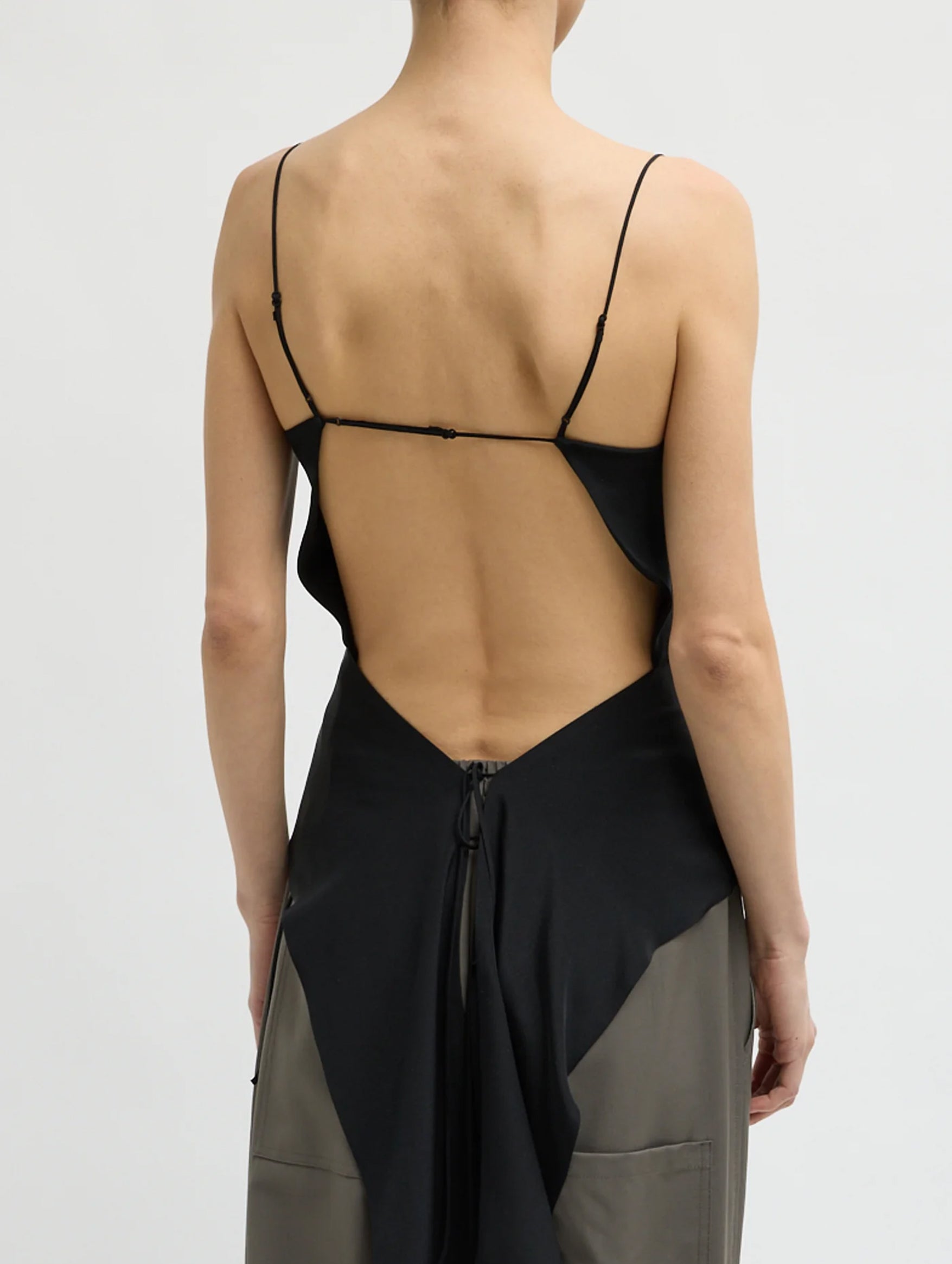 4 Ply Silk Side Drape Cami in Black