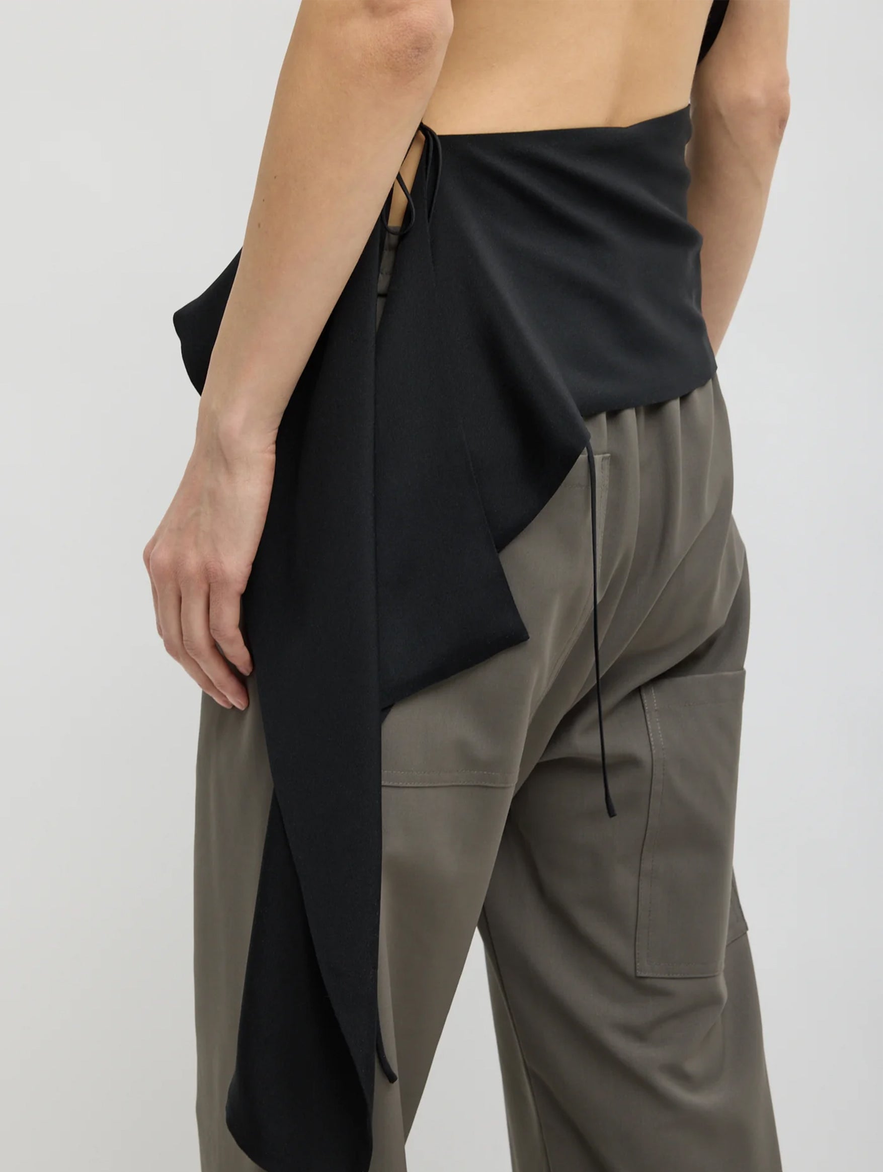 4 Ply Silk Side Drape Cami in Black