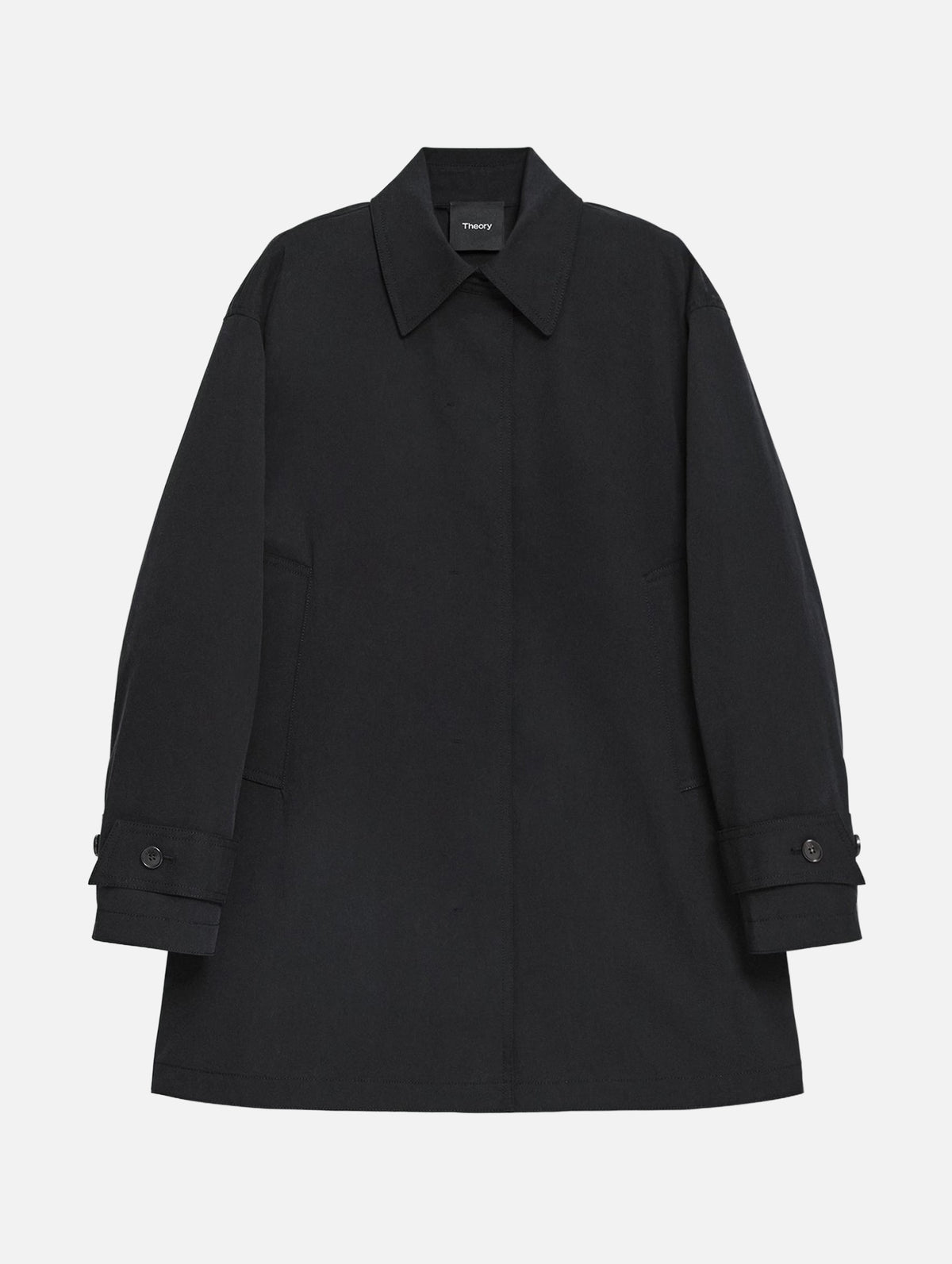A-Line Cotton Trench Coat in Black