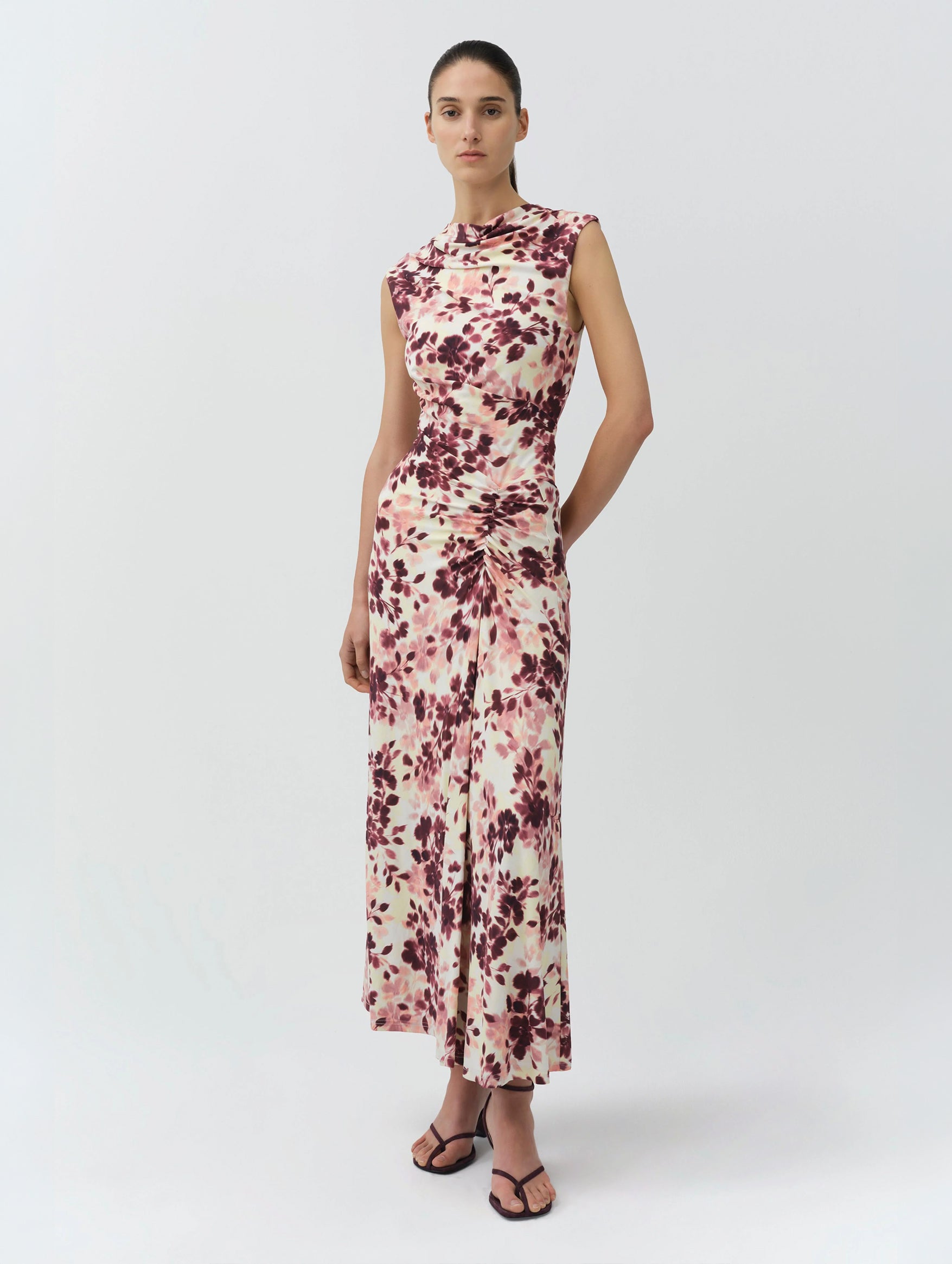 Acacia Midi Dress in Fig Multi