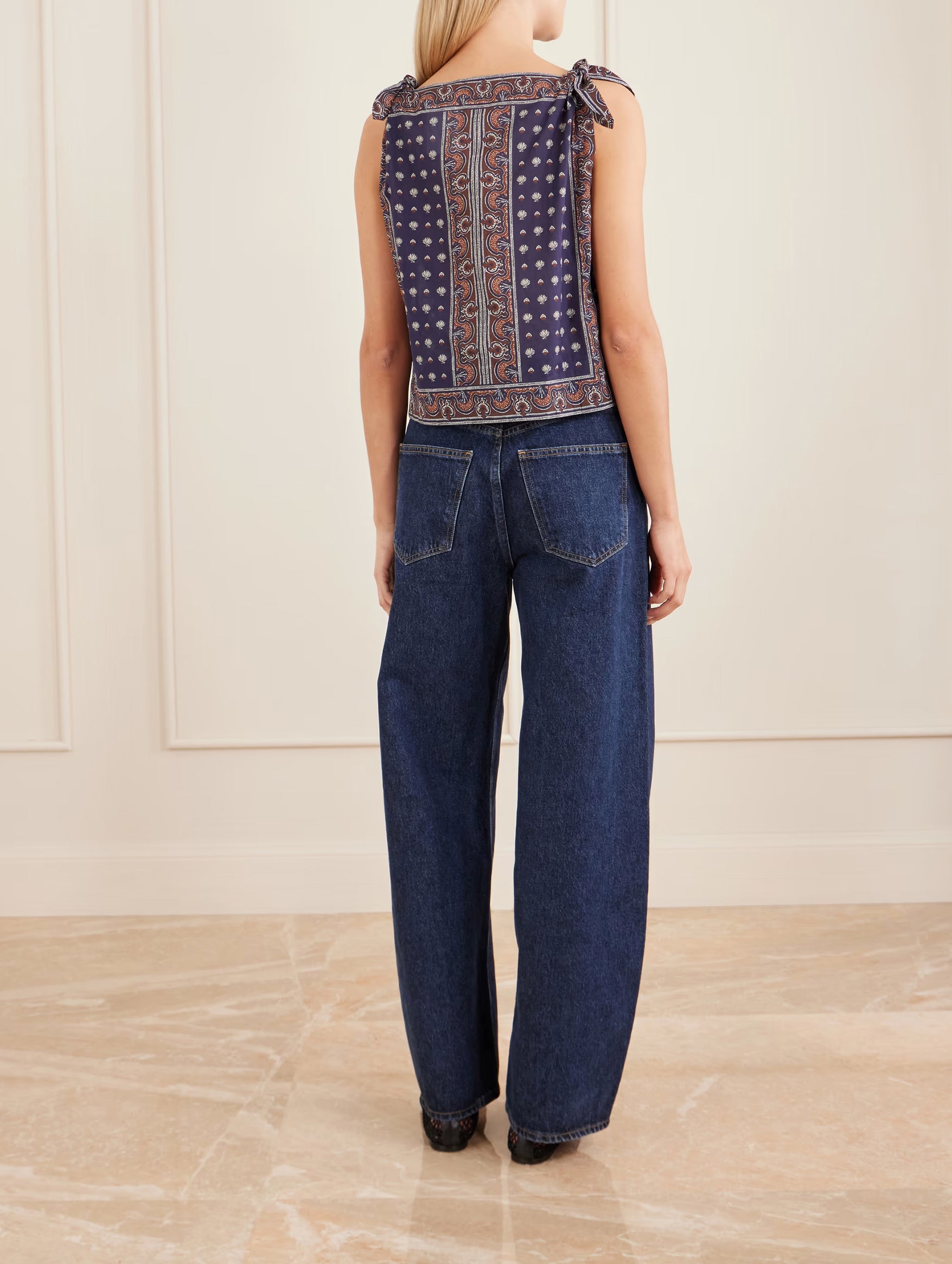 Amalia Top in Bleu Foulard De La Mer