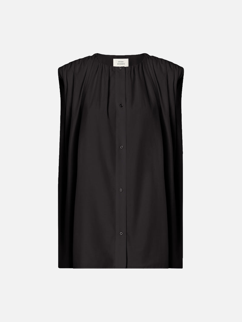 Anca Gathered Blouse in Black