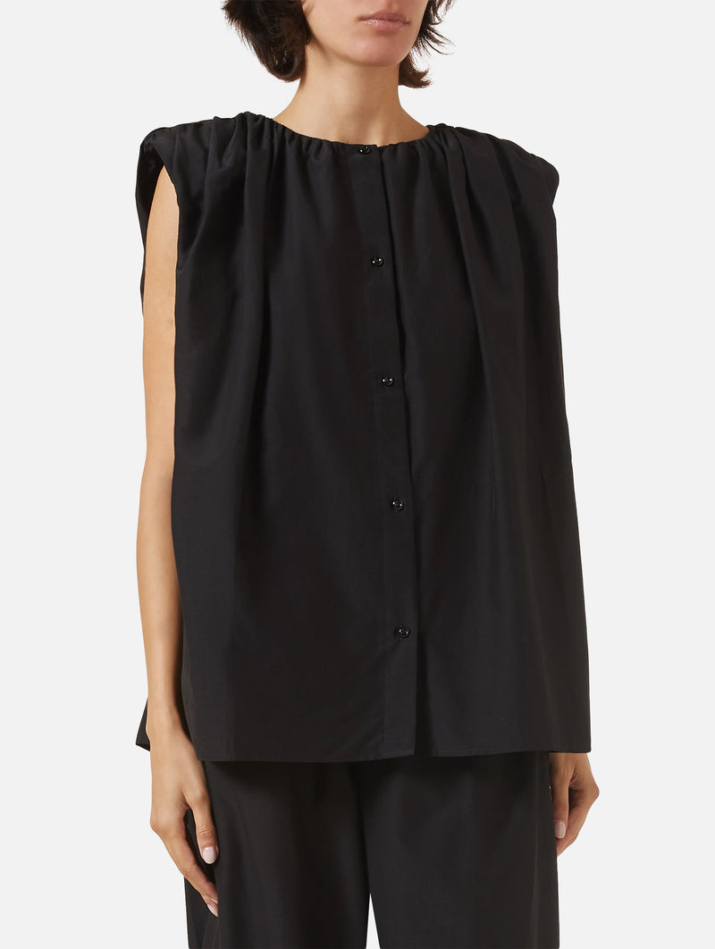 Anca Gathered Blouse in Black