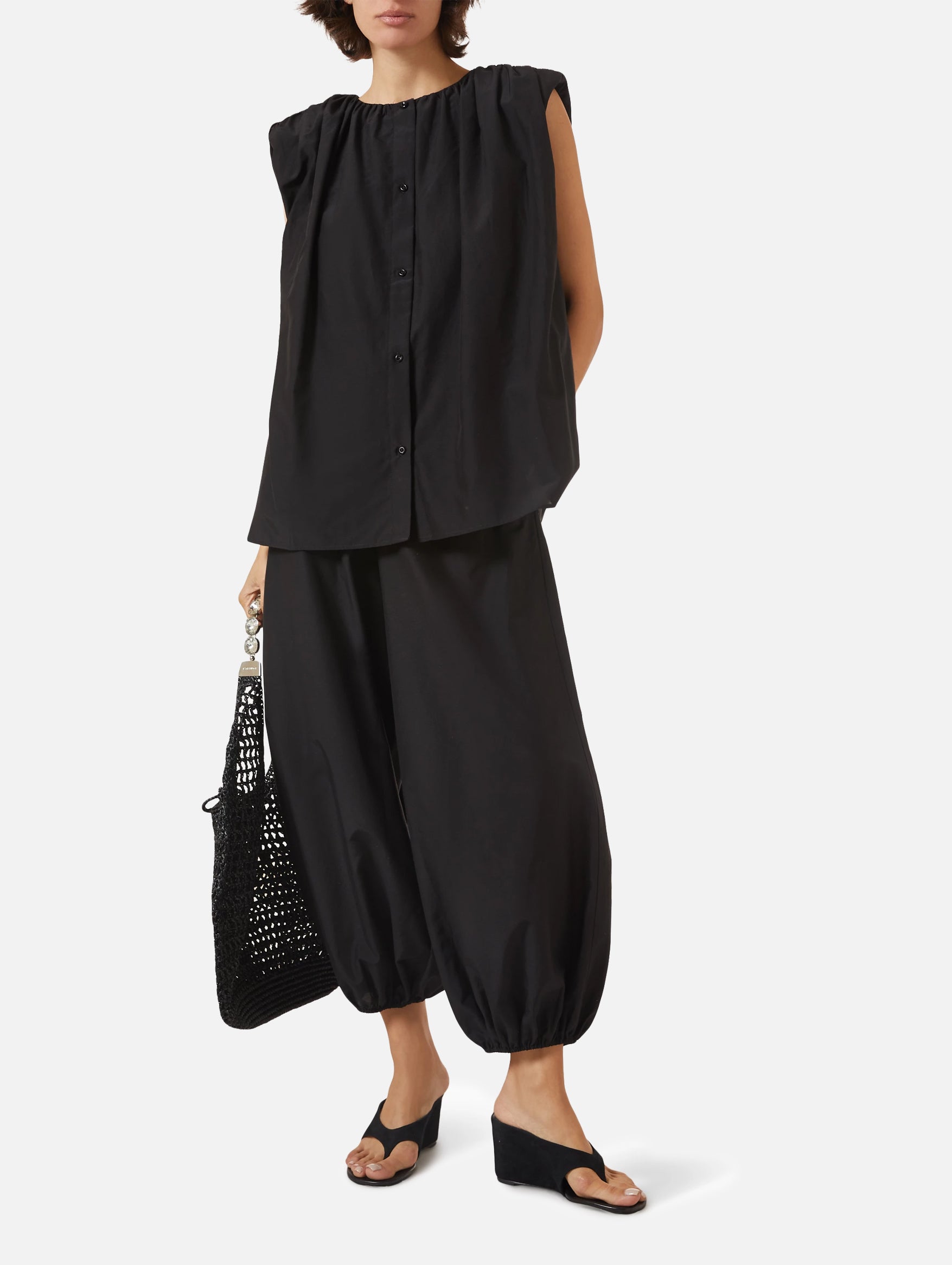 Anca Gathered Blouse in Black