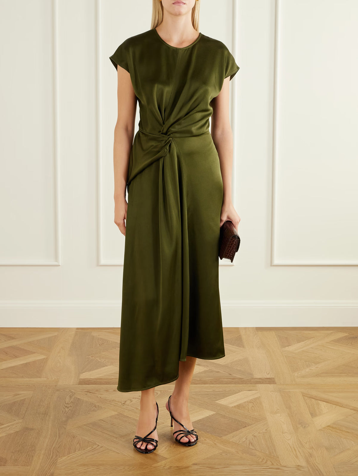 Aria Midi Dress in Marsh Green