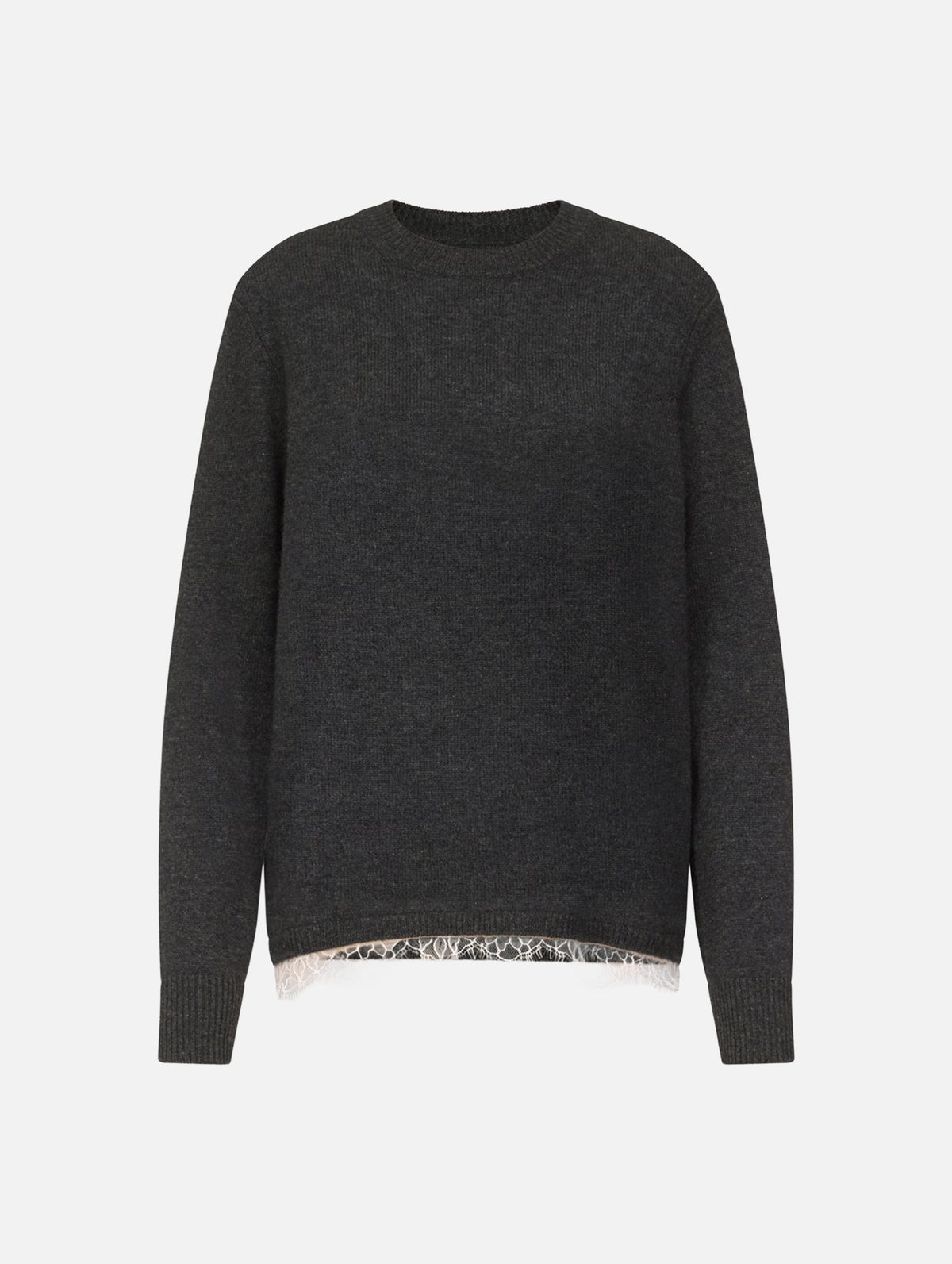 Arvo Lace Trim Cashmere Sweater in Charcoal
