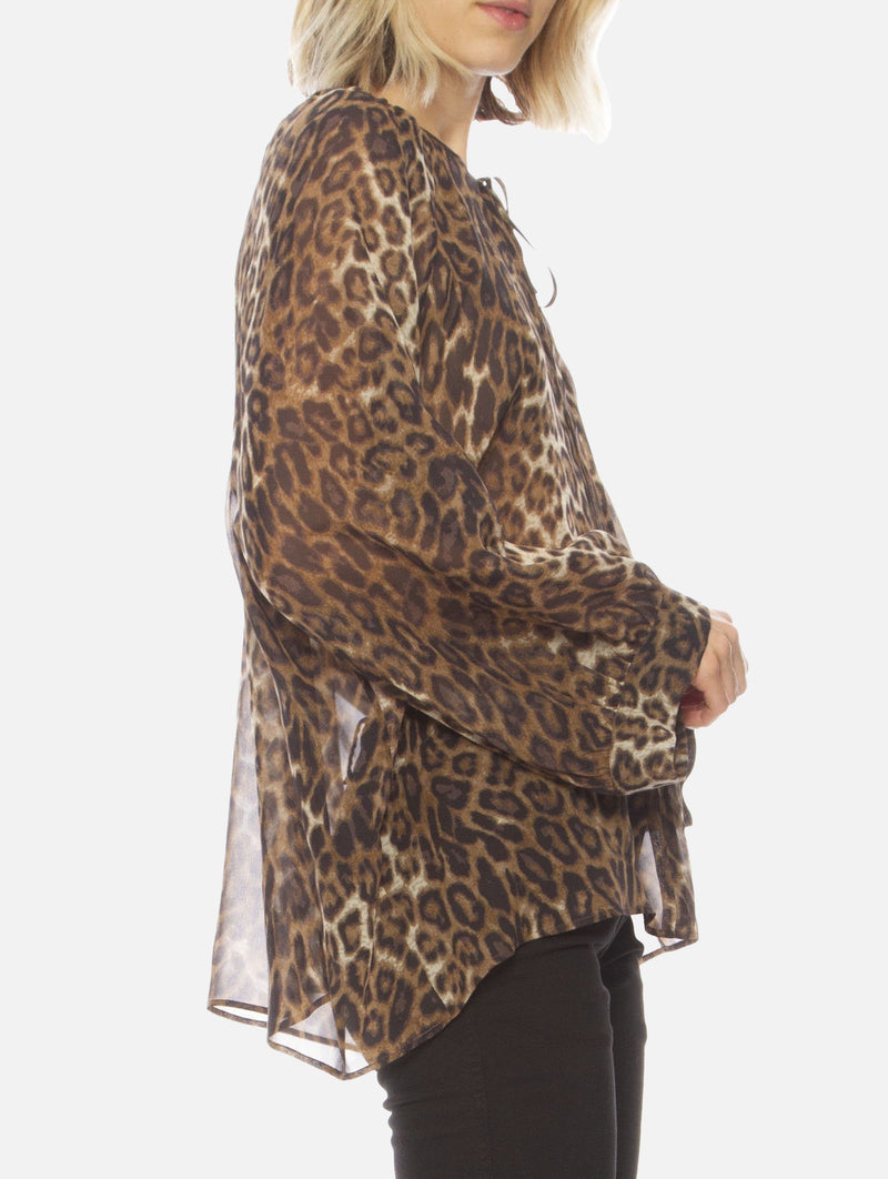 Acadia Silk Blouse in Vintage Leopard Print