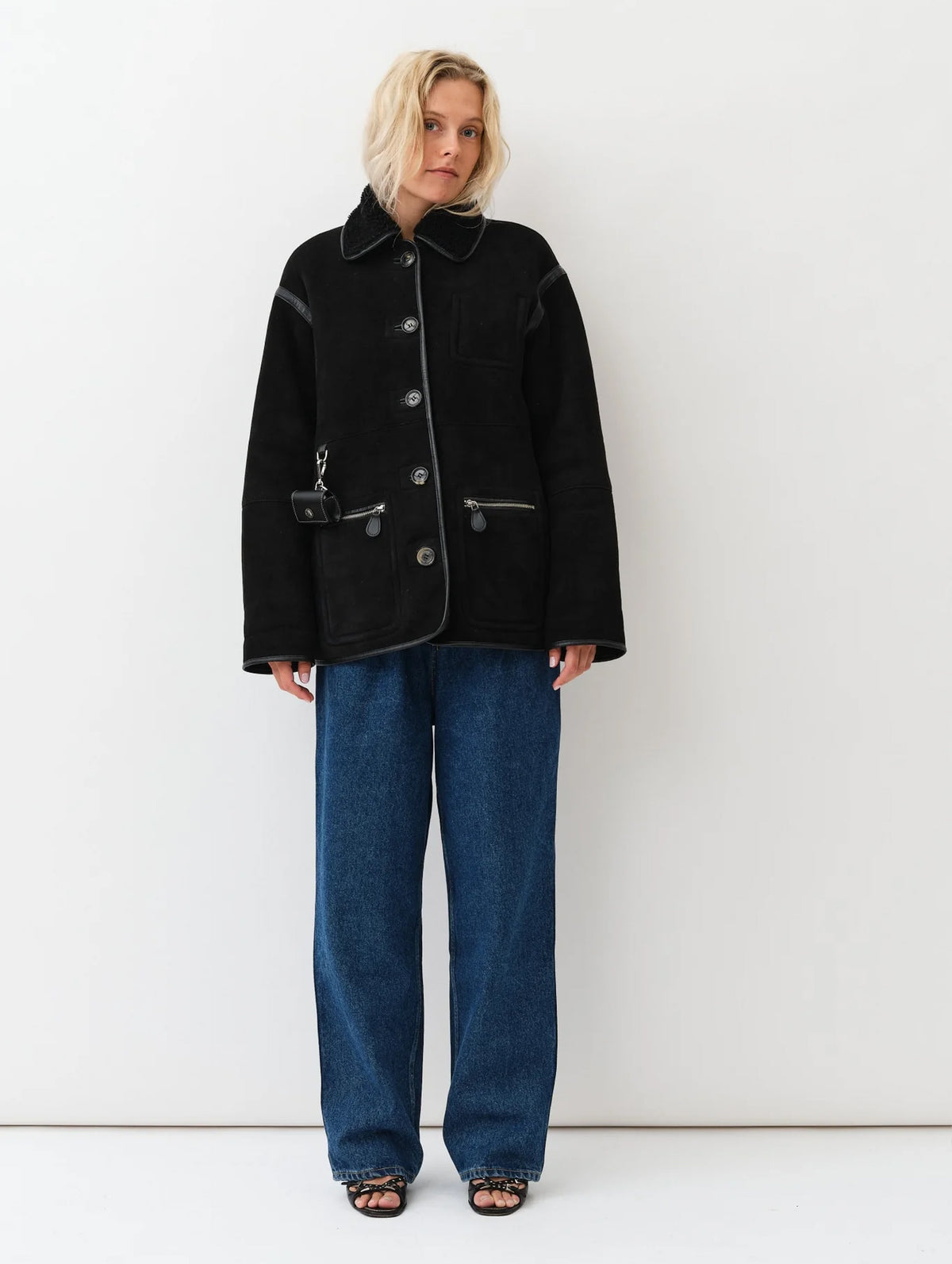 Ada Jacket in Black Shearling