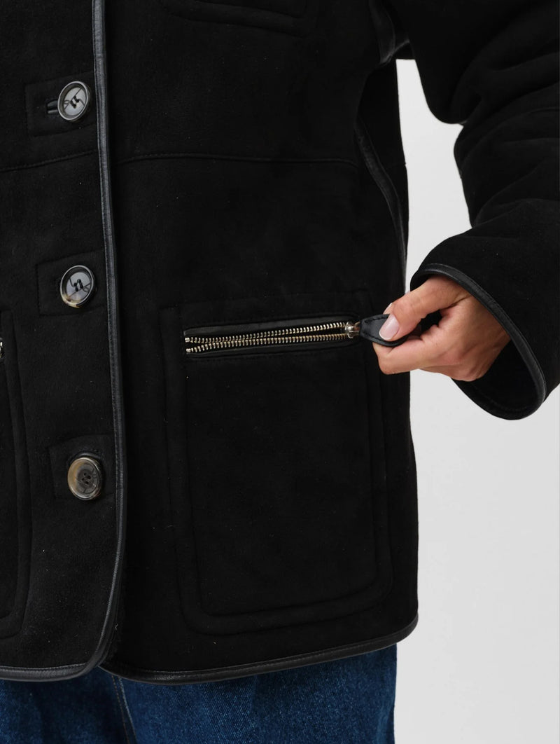 Ada Jacket in Black Shearling
