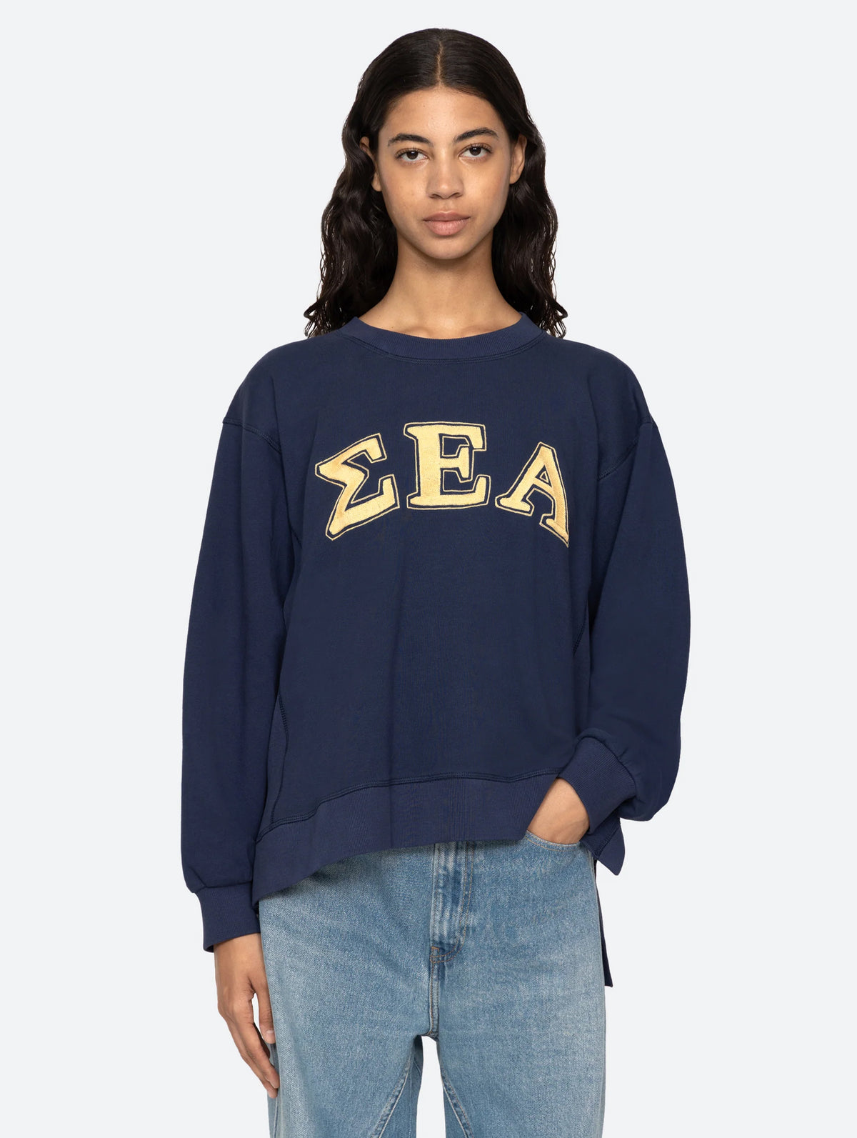 Adonis Embroidery Sweatshirt in Navy