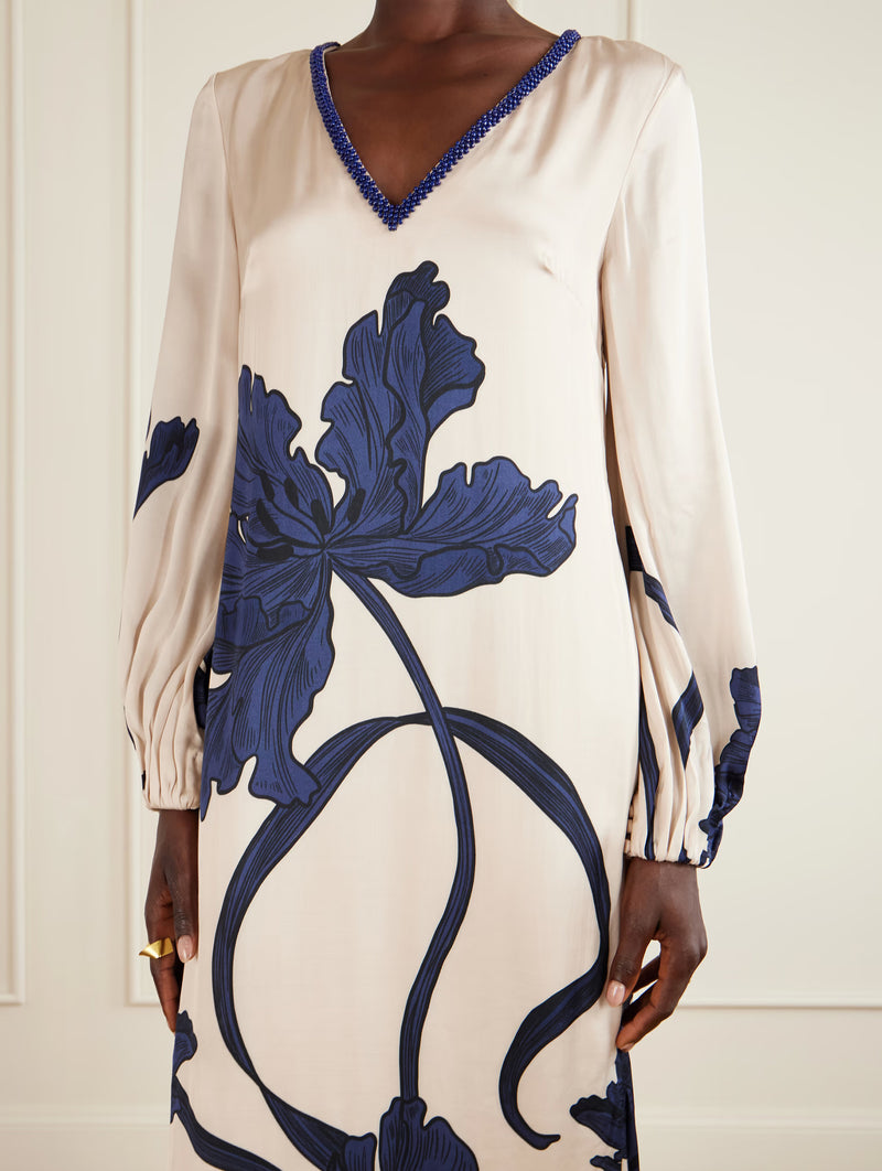 Aduma Embroidered Tunic in Navy Florals