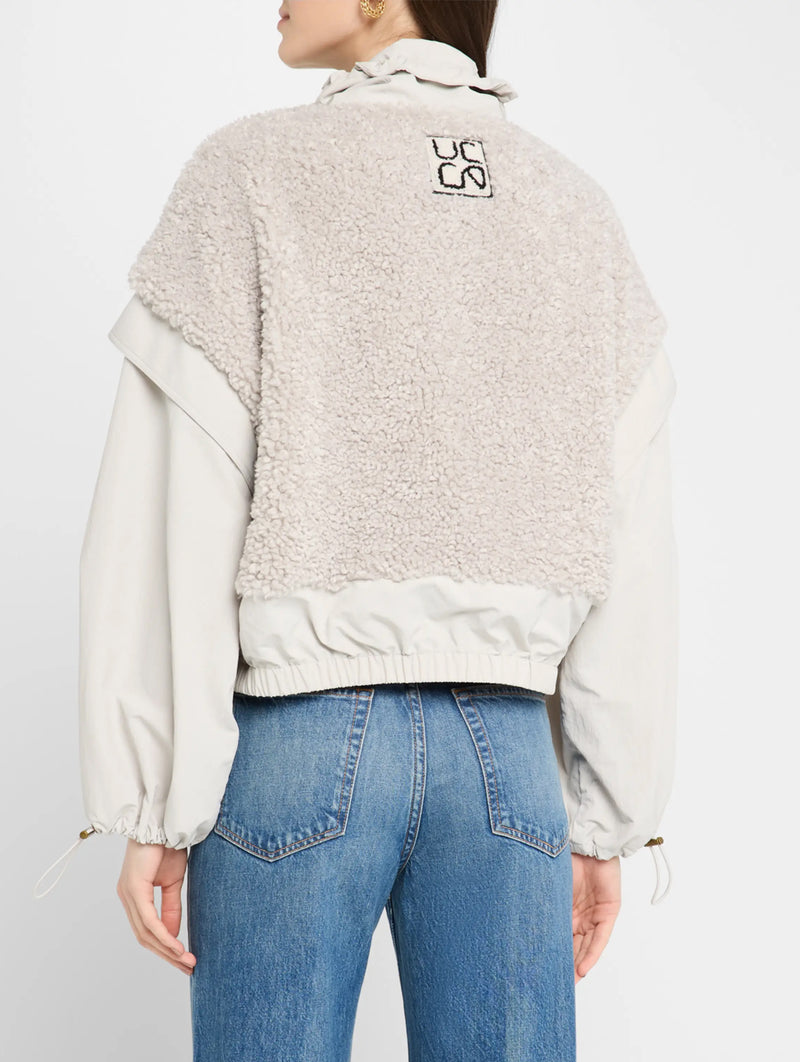 Aidan Teddy Fleece Jacket in Slate