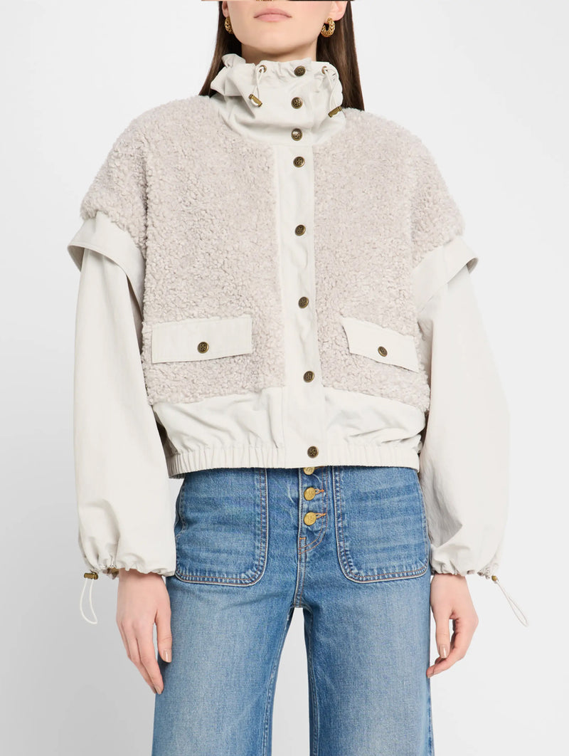 Aidan Teddy Fleece Jacket in Slate