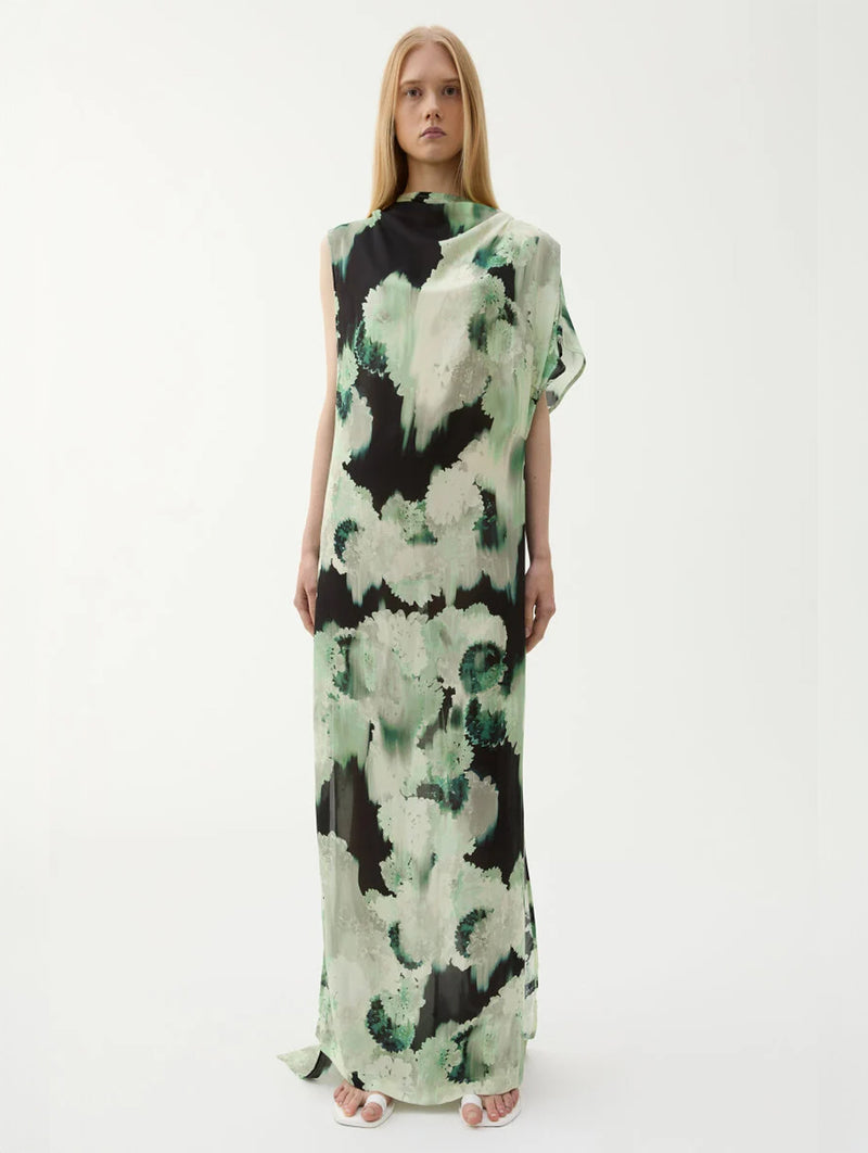 Alana Dress in Blurry Flower Green