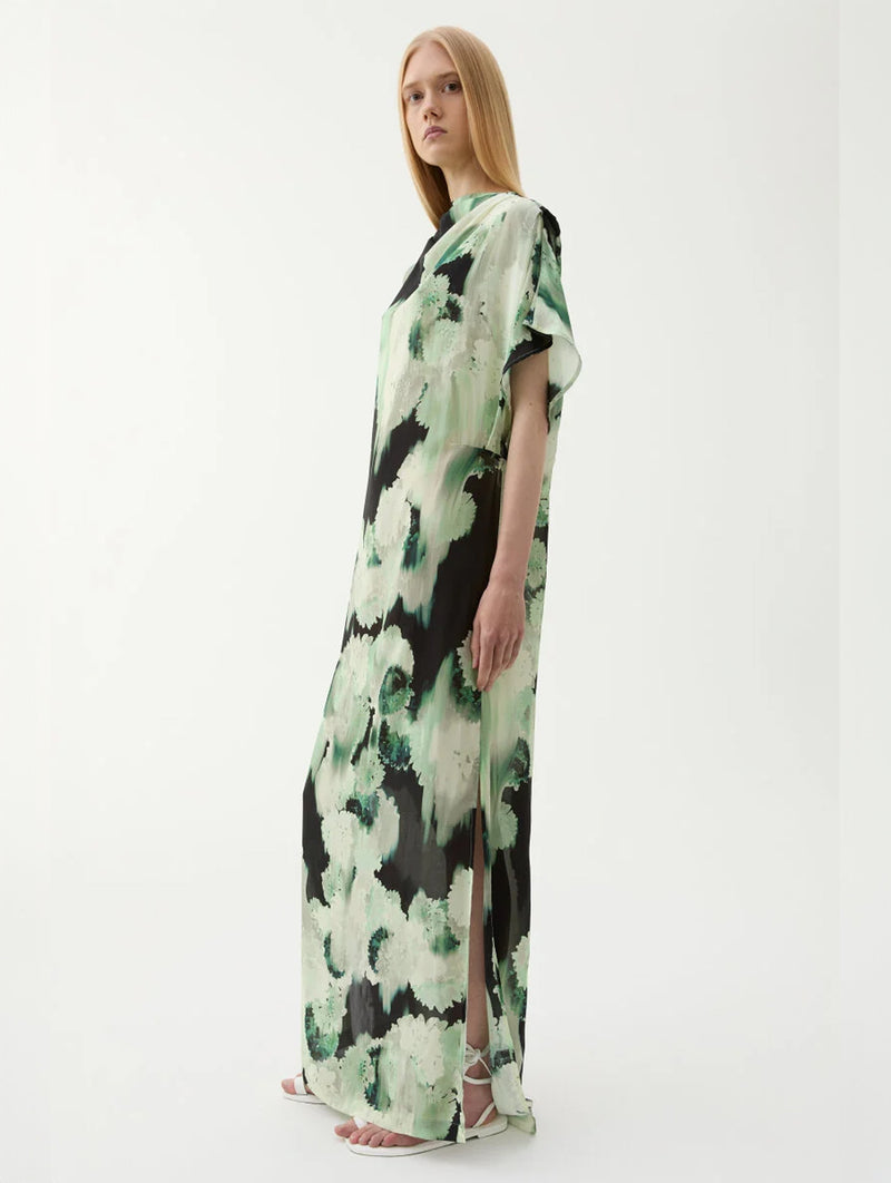 Alana Dress in Blurry Flower Green