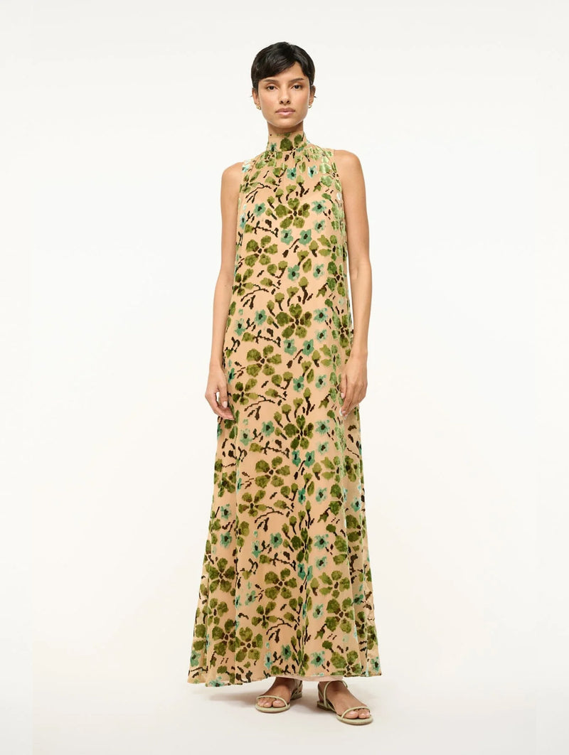 Albee Dress in Moss Floral Tapestry