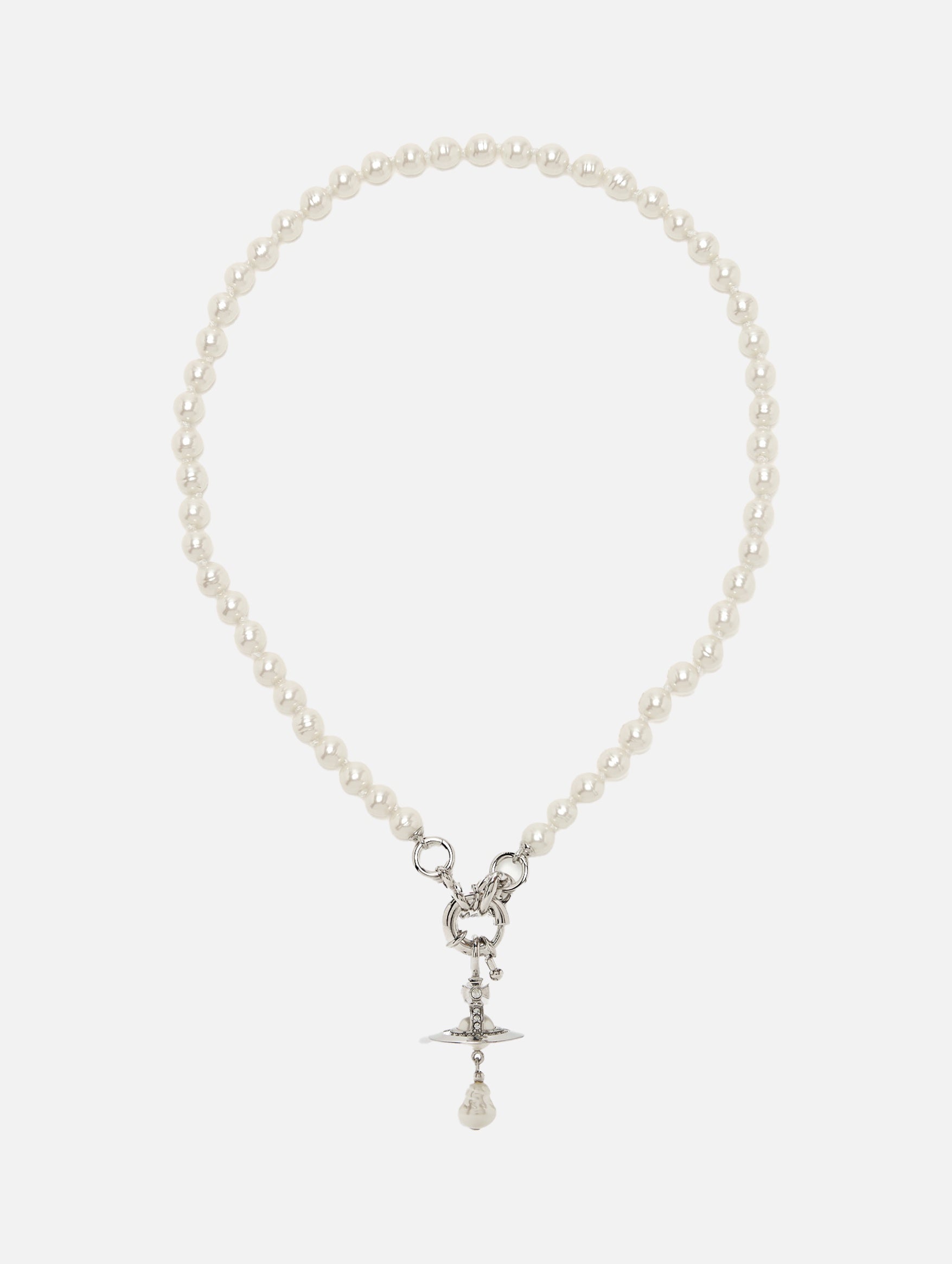 Aleksa Necklace in Platinum / Creamrose Pearl / Crystal