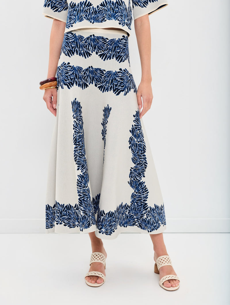 Alessia Knit Jacquard Skirt in Lapis