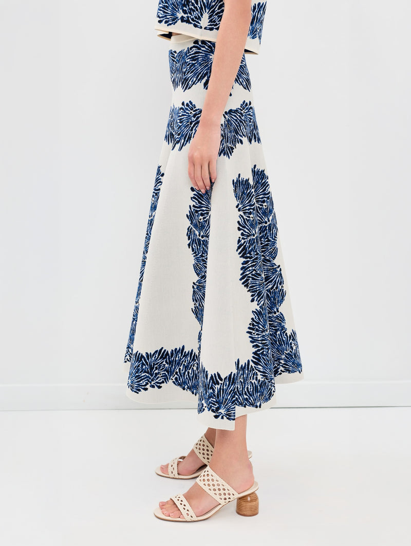 Alessia Knit Jacquard Skirt in Lapis