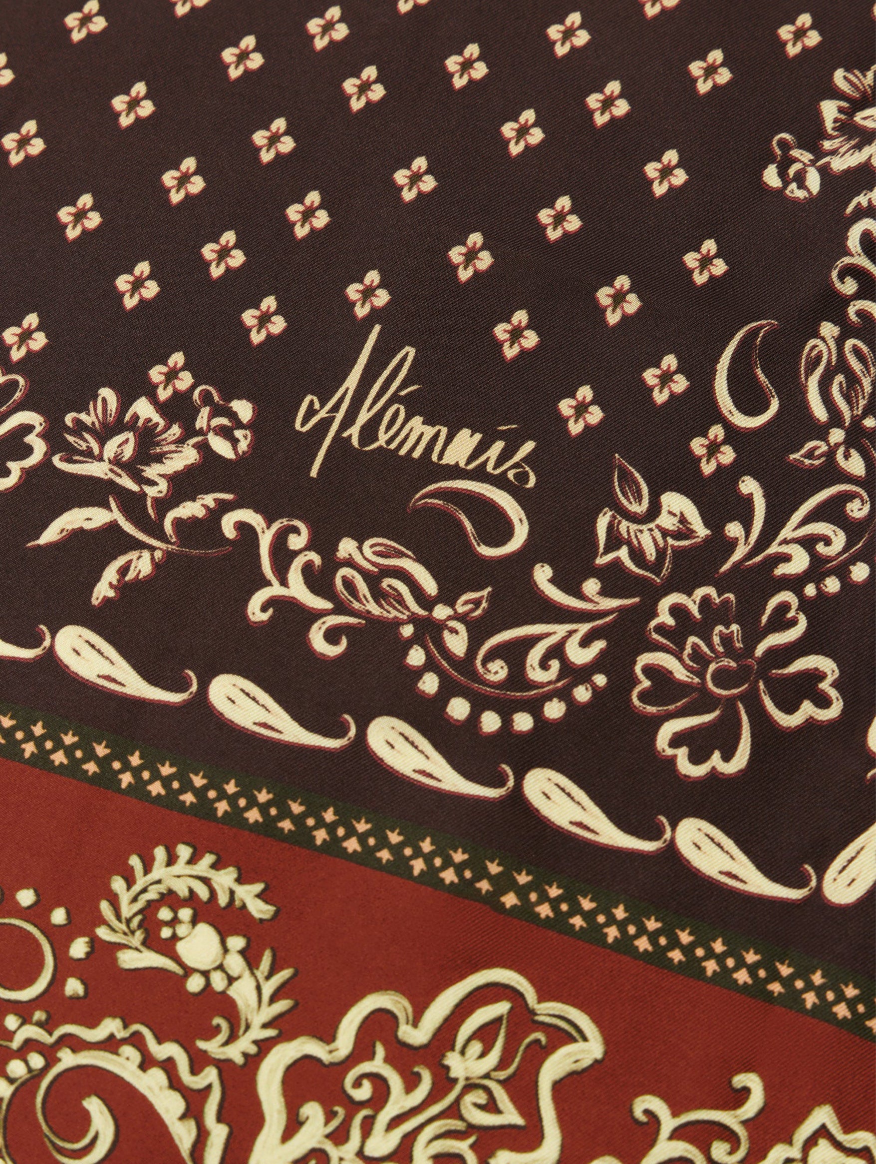 Alma Silk Scarf in Teal Brown Multi
