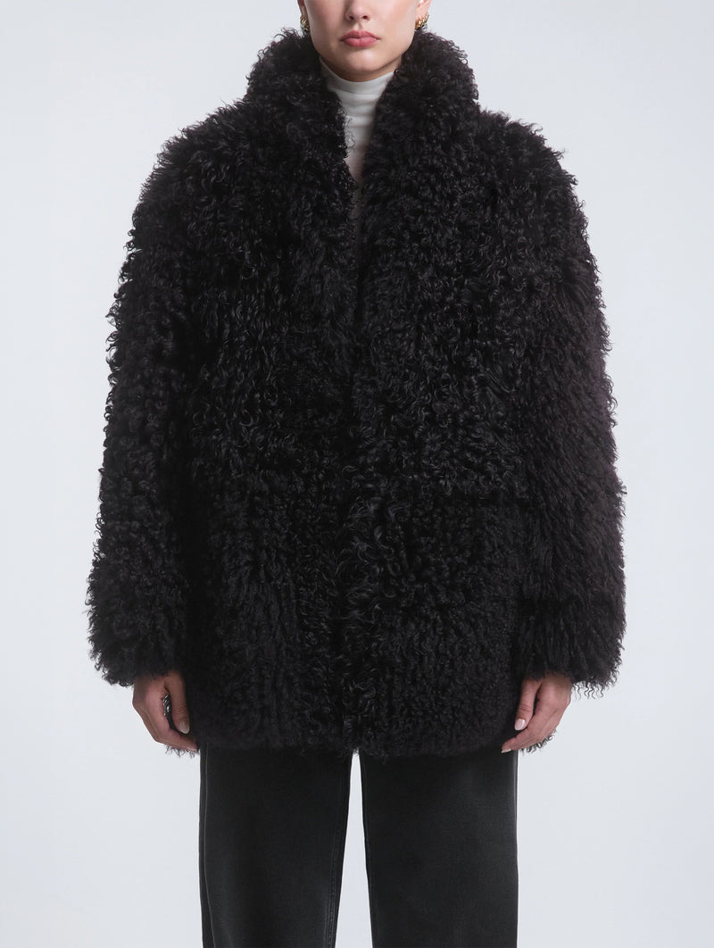 Amara Shearling Jacket in Rich Brown