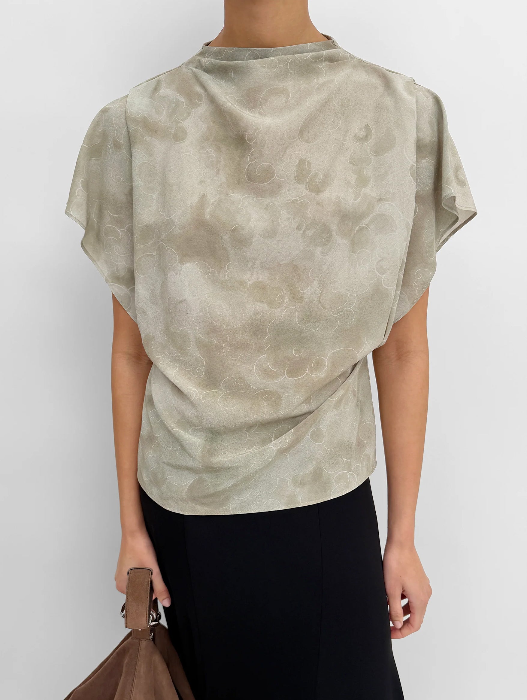 Amaya High Neck Top in Clouds