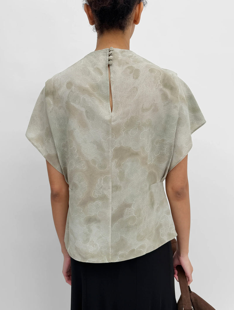 Amaya High Neck Top in Clouds