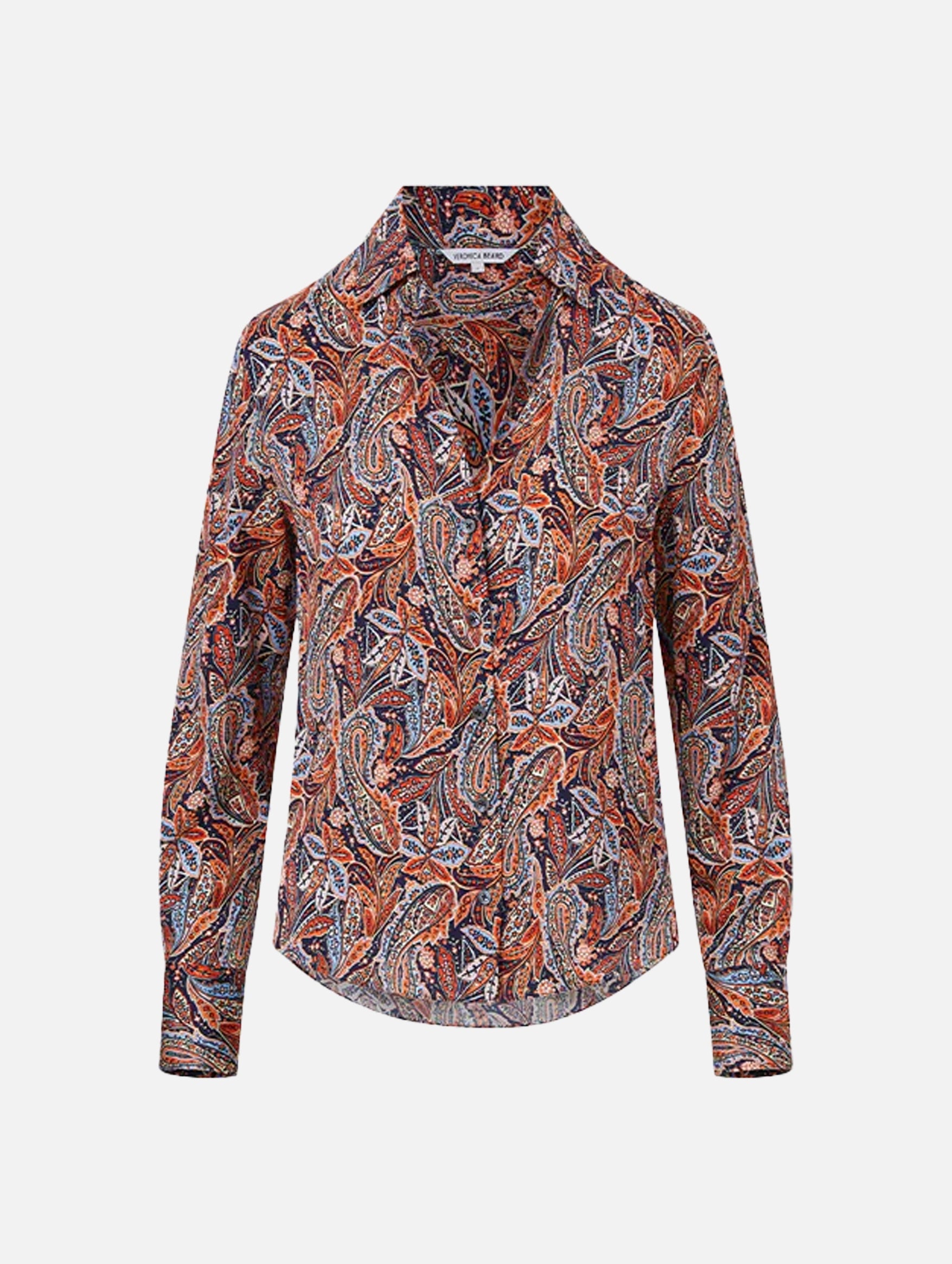 Amelia Paisley Silk Shirt in Navy